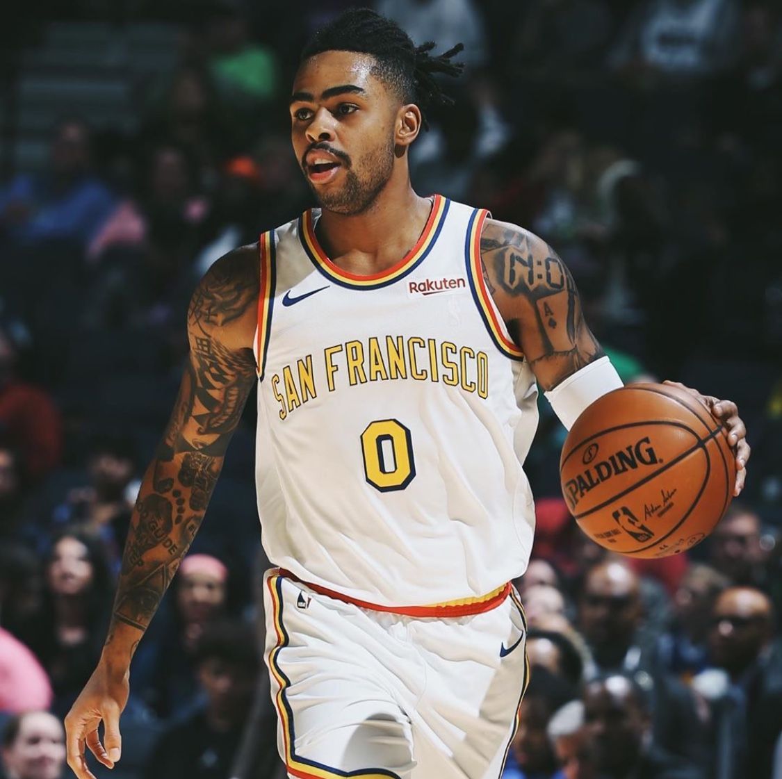 DLo. D'angelo Russell dropping career high 52. Nba picture, Basketball picture, Golden state warriors wallpaper