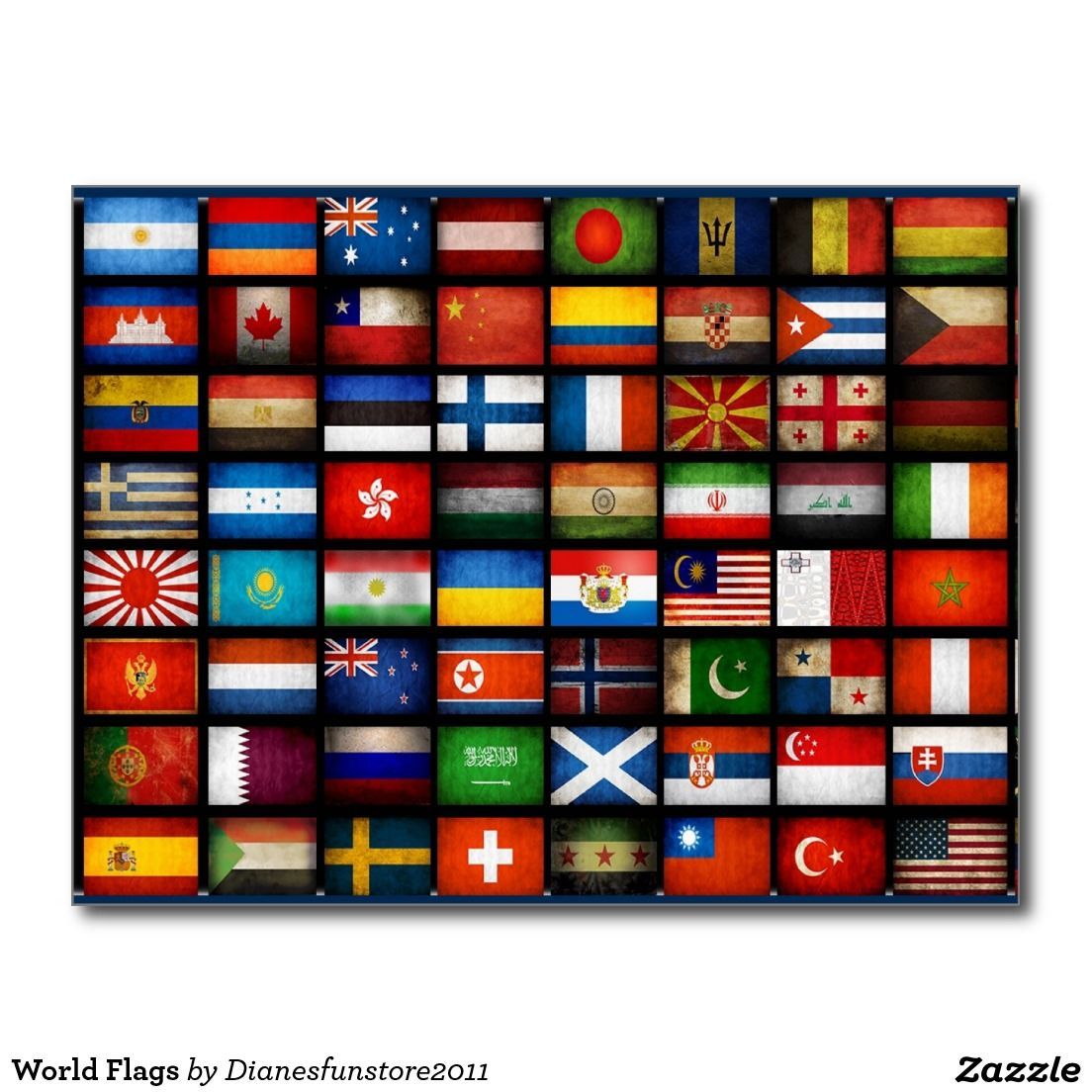 World Flags Postcard. Zazzle.com. Флаг, Герб, Разное