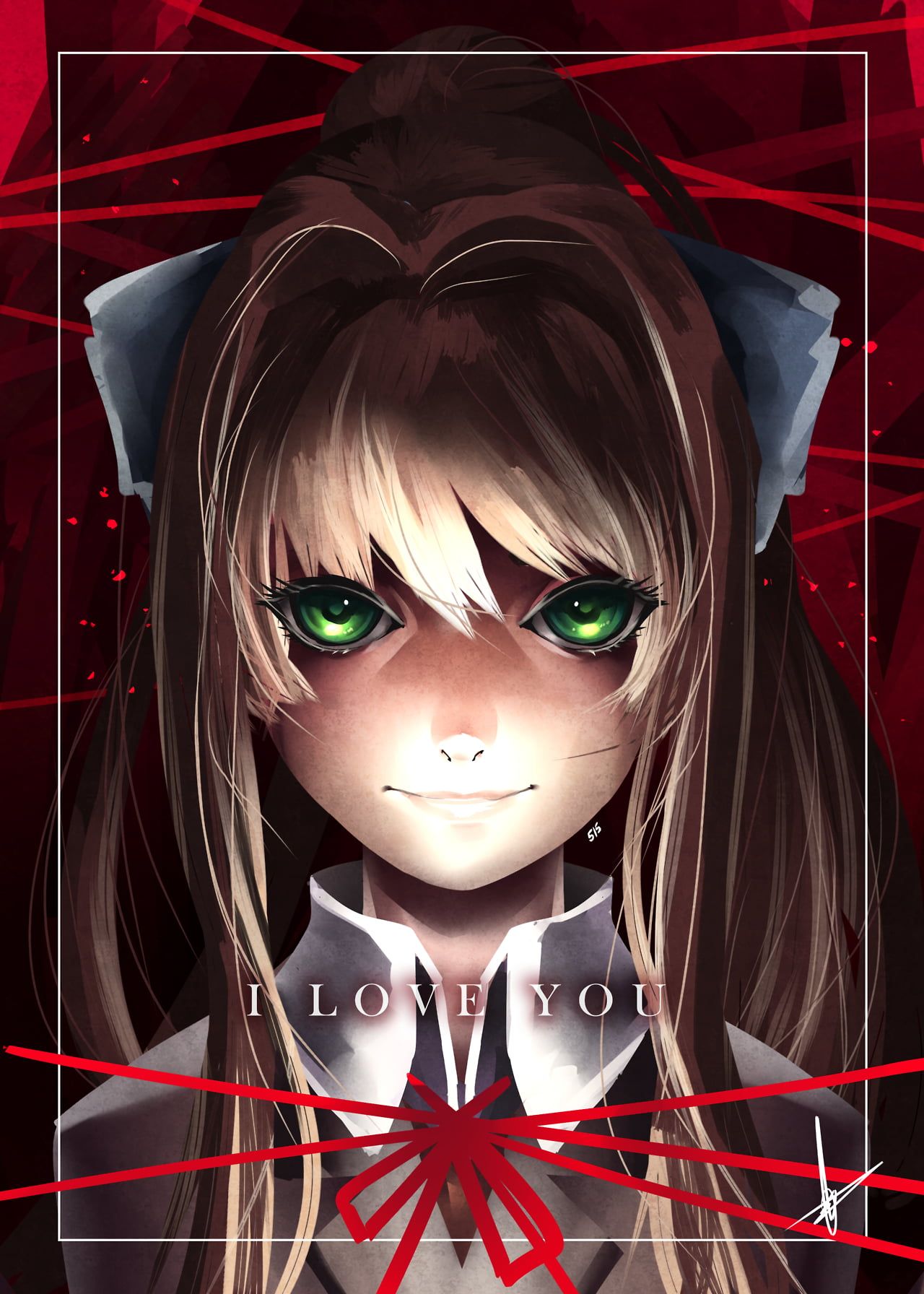 brown haired green eye female anime character Doki Doki Literature Club Monika (Doki Doki Literature Club) anime girls visual. Literature club, Literature, Anime