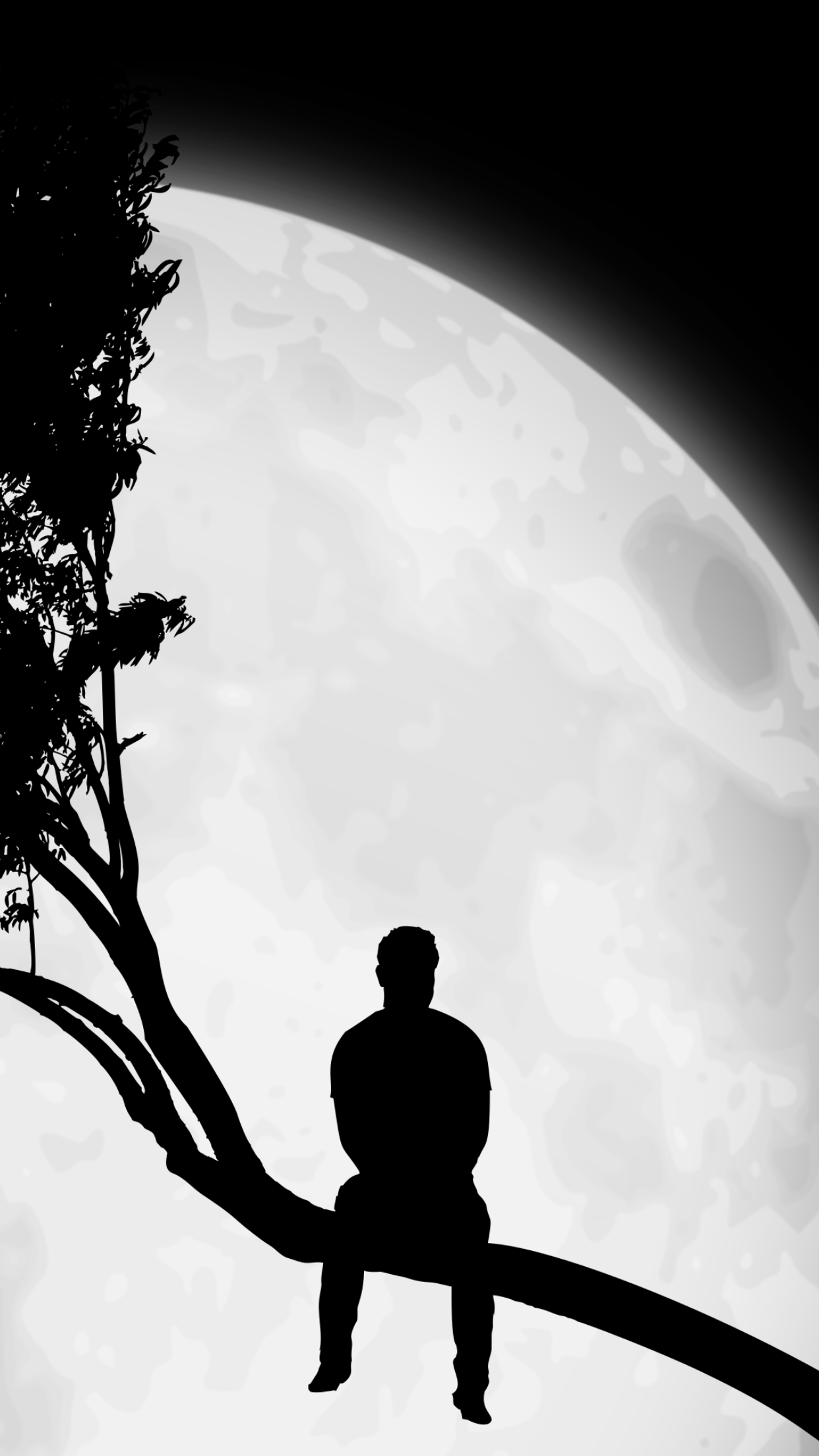 Alone with moon. Alone art, Lonely art, Alone boy wallpaper