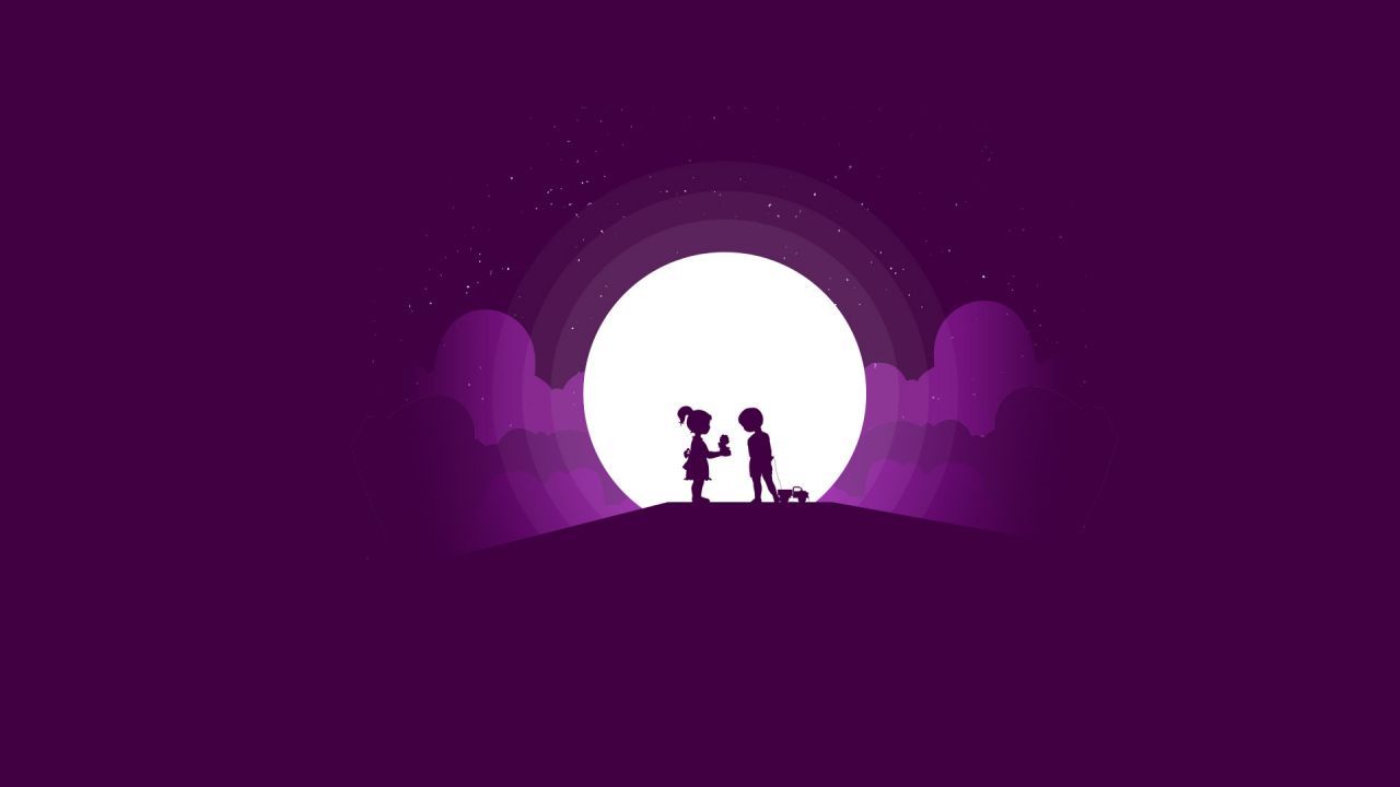 Wallpaper Boy, Girl, Moon, Silhouette, Playing kids, HD, Love / Editor's Picks,. Wallpaper for iPhone, Android, Mobile and Desktop