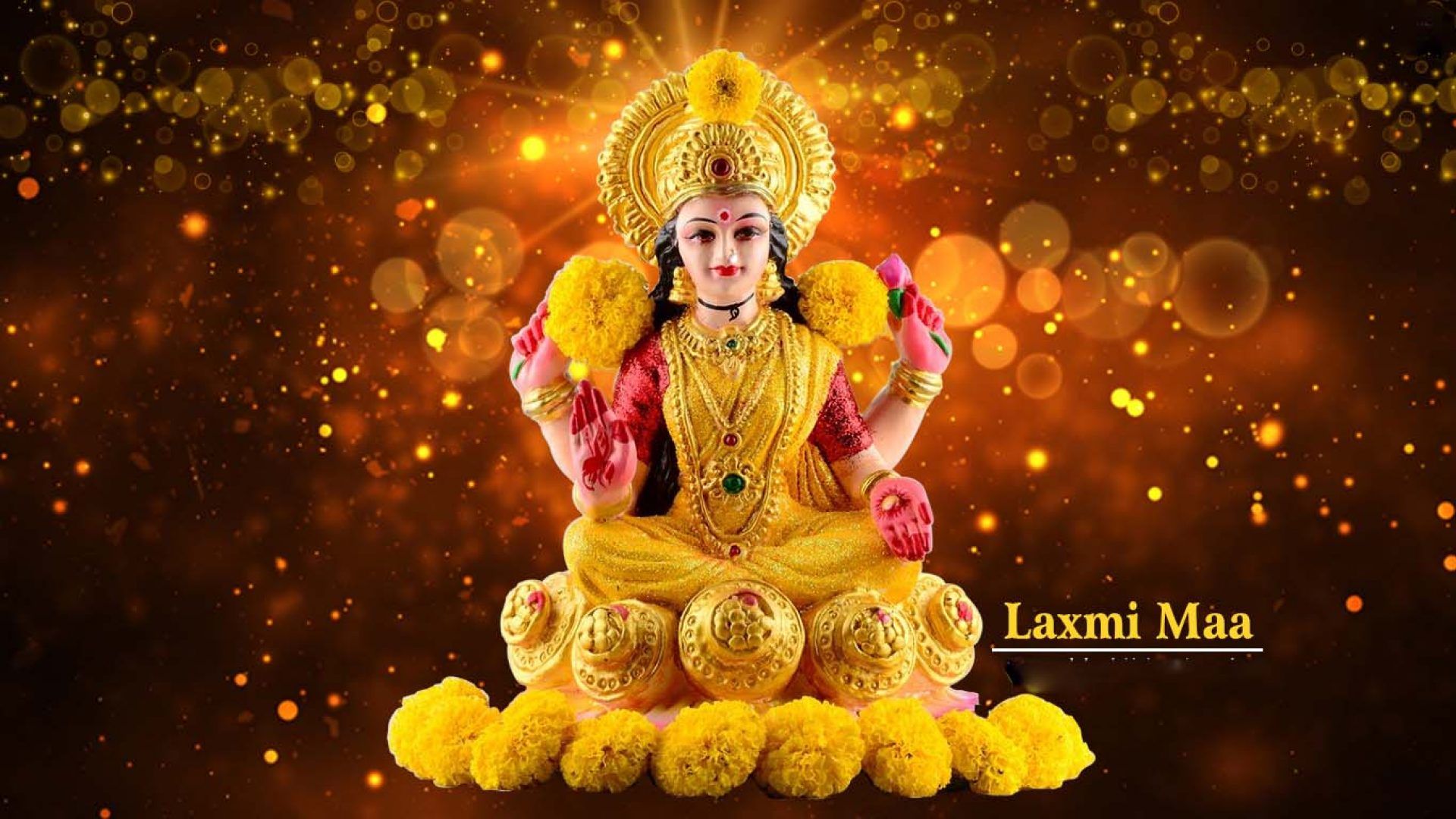 Lakshmi Devi With Gold HD Wallpaper