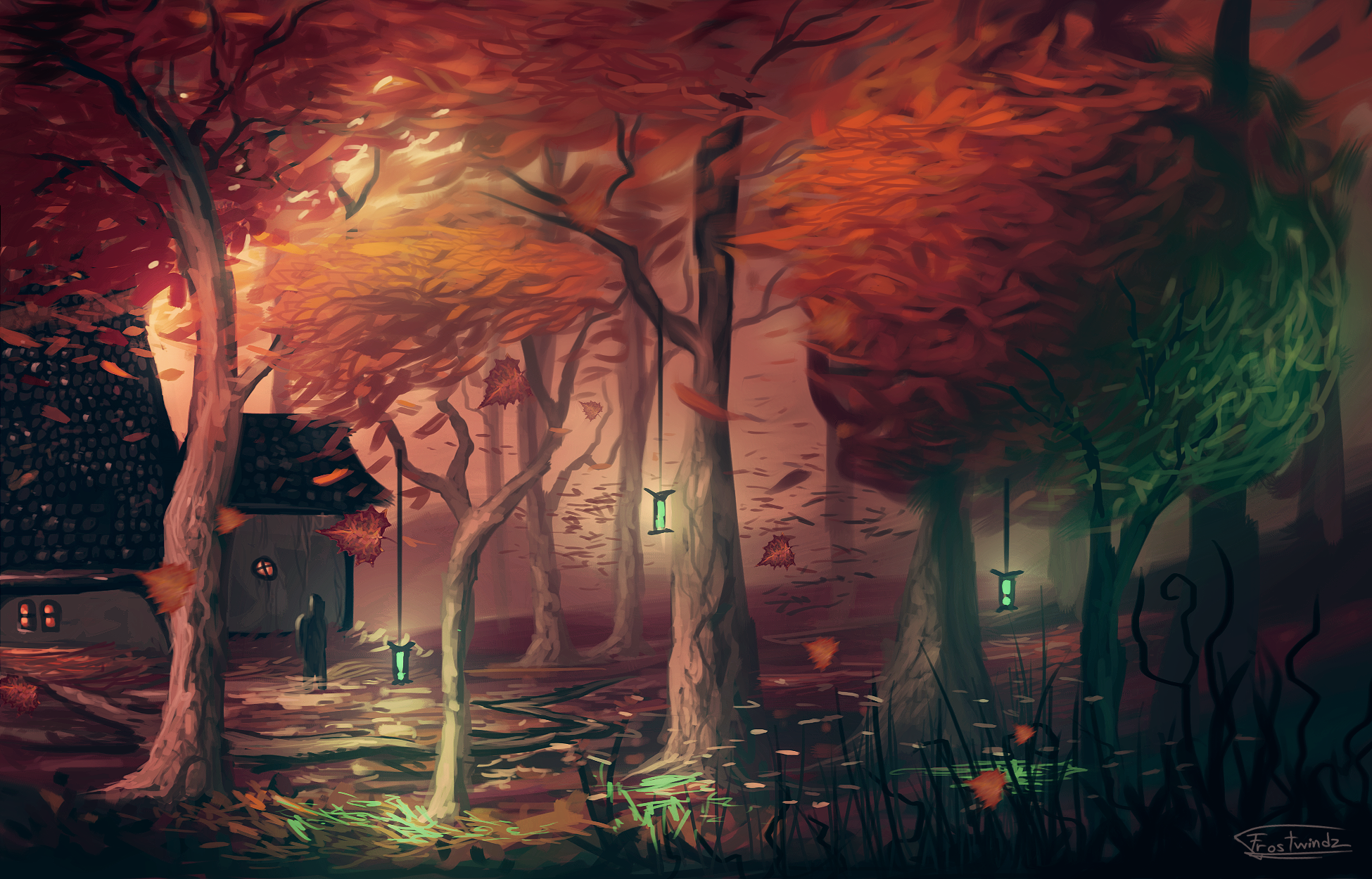 Marisa Flynn warehouse. background HD. Autumn in the forest
