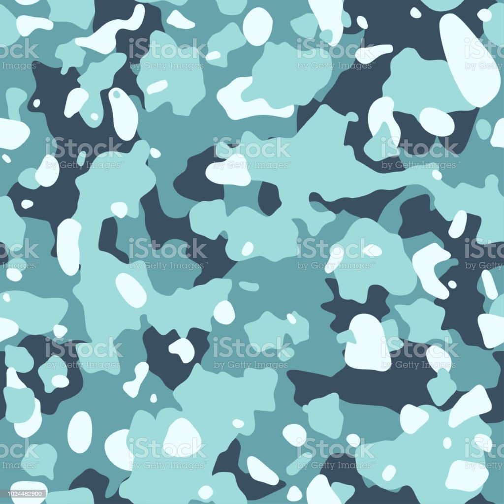 Camouflage Pattern Background Seamless Vector Illustration Classic Military Clothing Style Masking Army Camo Repeat Print For Wallpaper Or Prints On Fabric Blue Sea Colors Marine Texture Stock Illustration Image Now