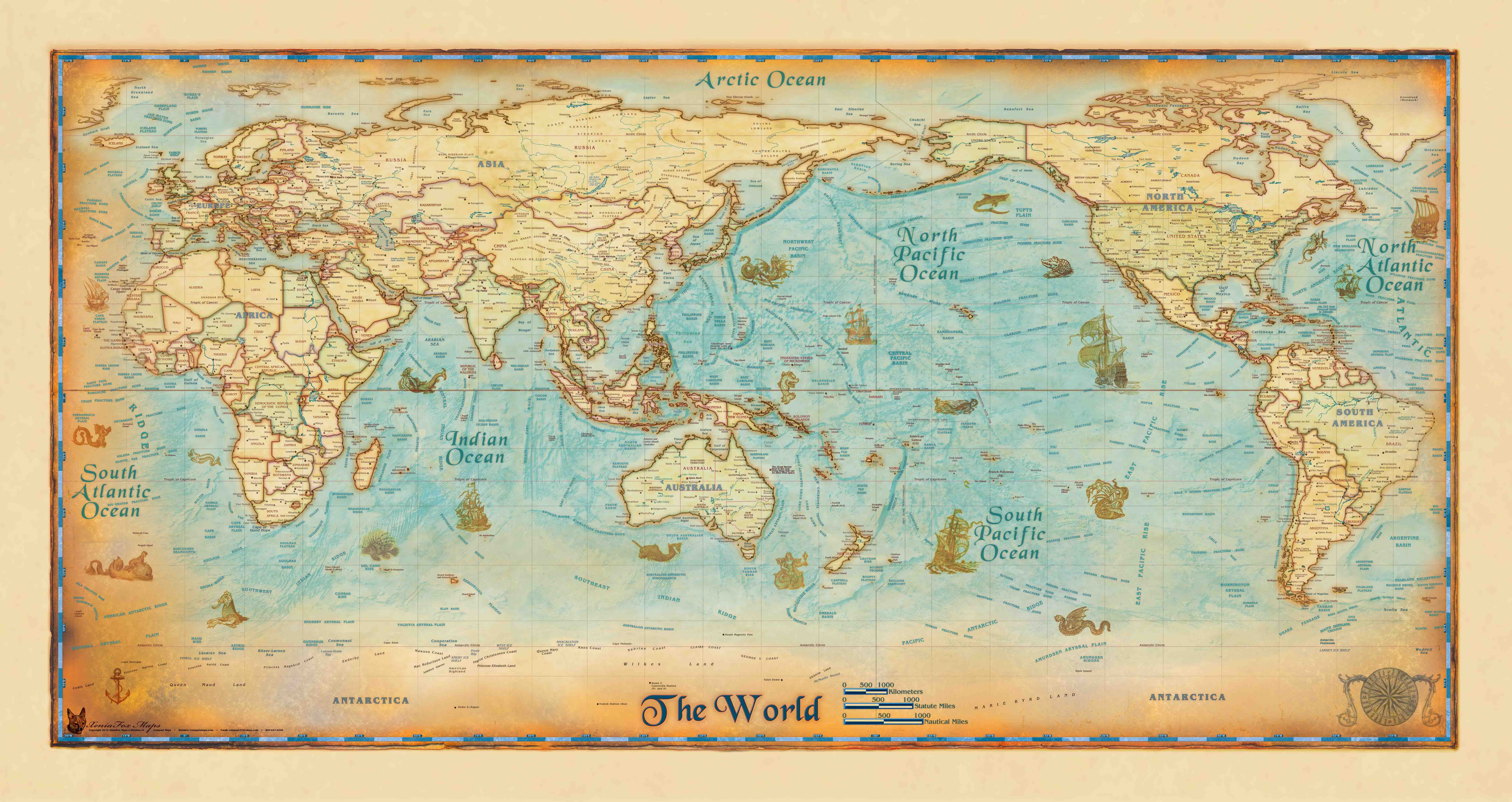 Antique World Map Wallpaper