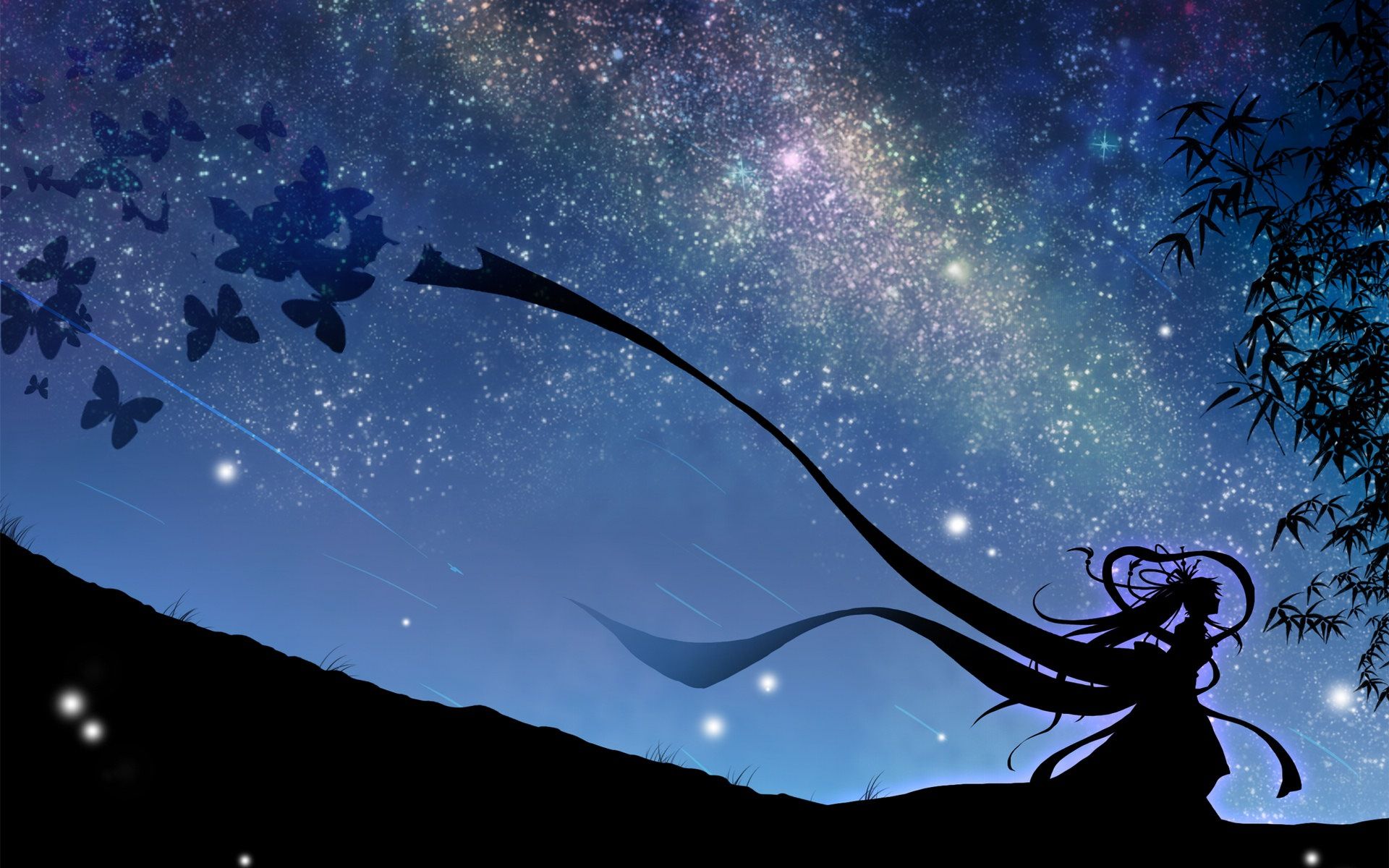Firefly Summer Beautiful Anime Wallpaper Girl Starry Sky