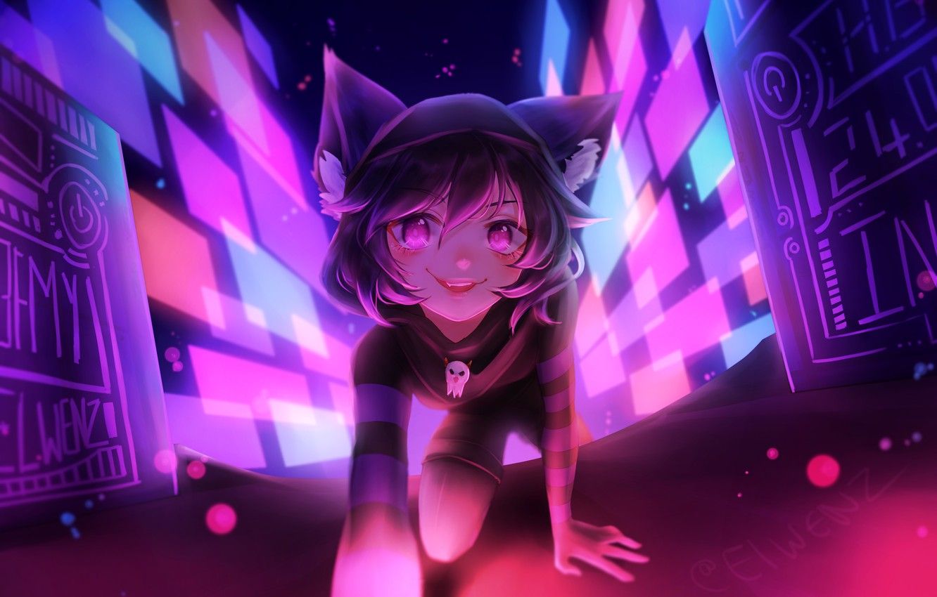Wallpaper cat, girl, the game, VRChat image for desktop, section арт
