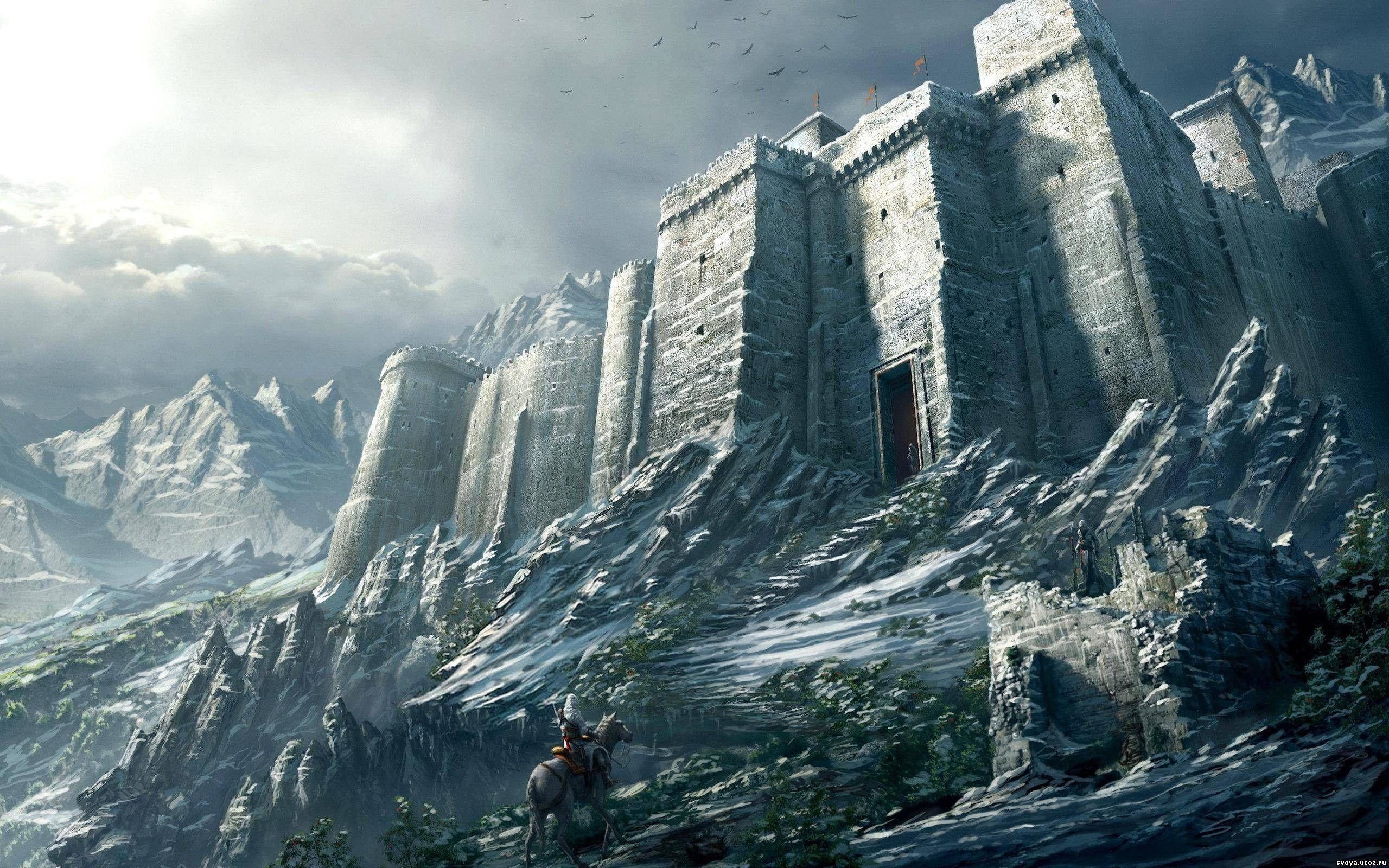 2560x Medieval Castle Desktop Wallpaper In The Mountains