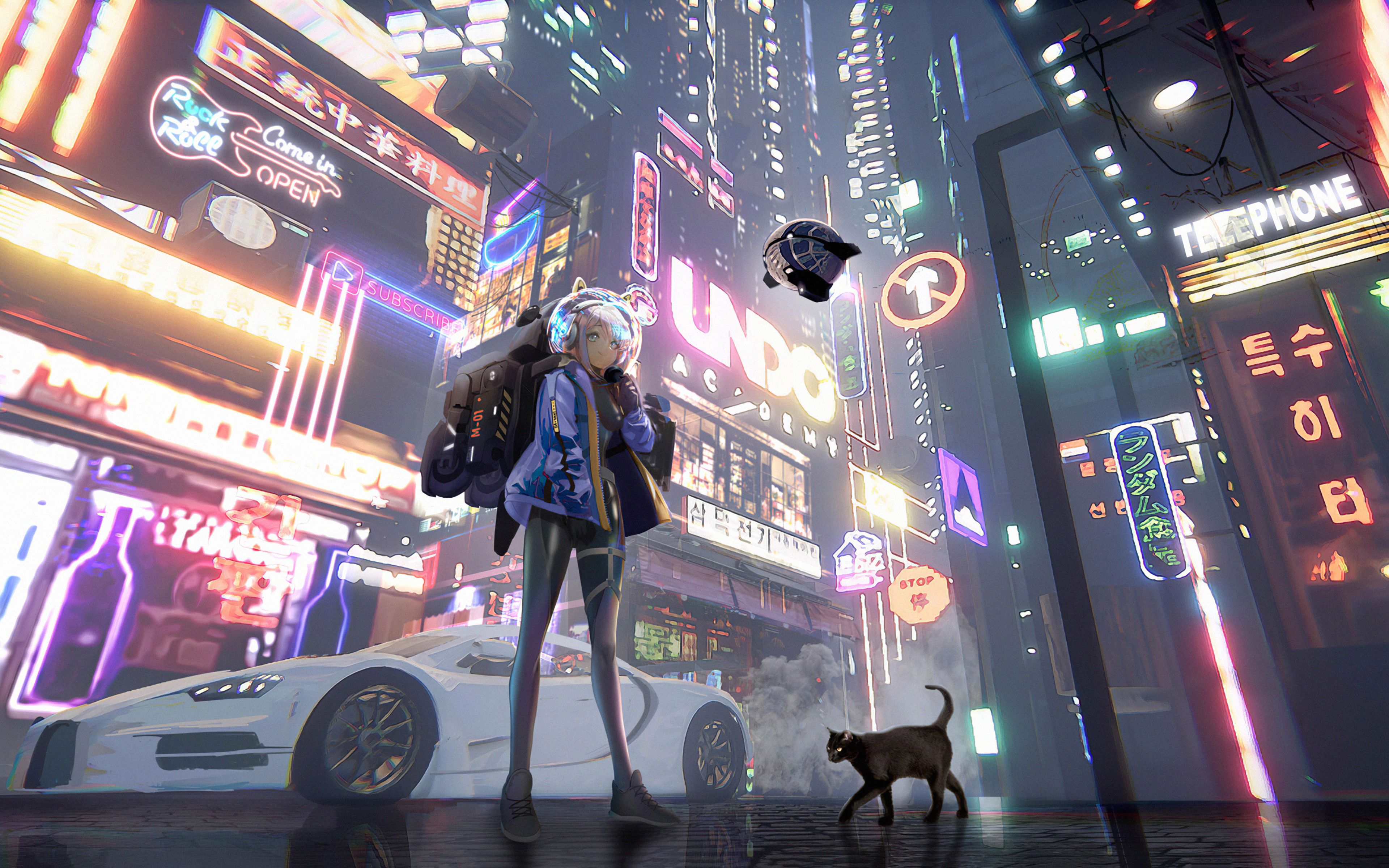 Anime Girl Time In A City 4k 4k HD 4k Wallpaper, Image, Background, Photo and Picture