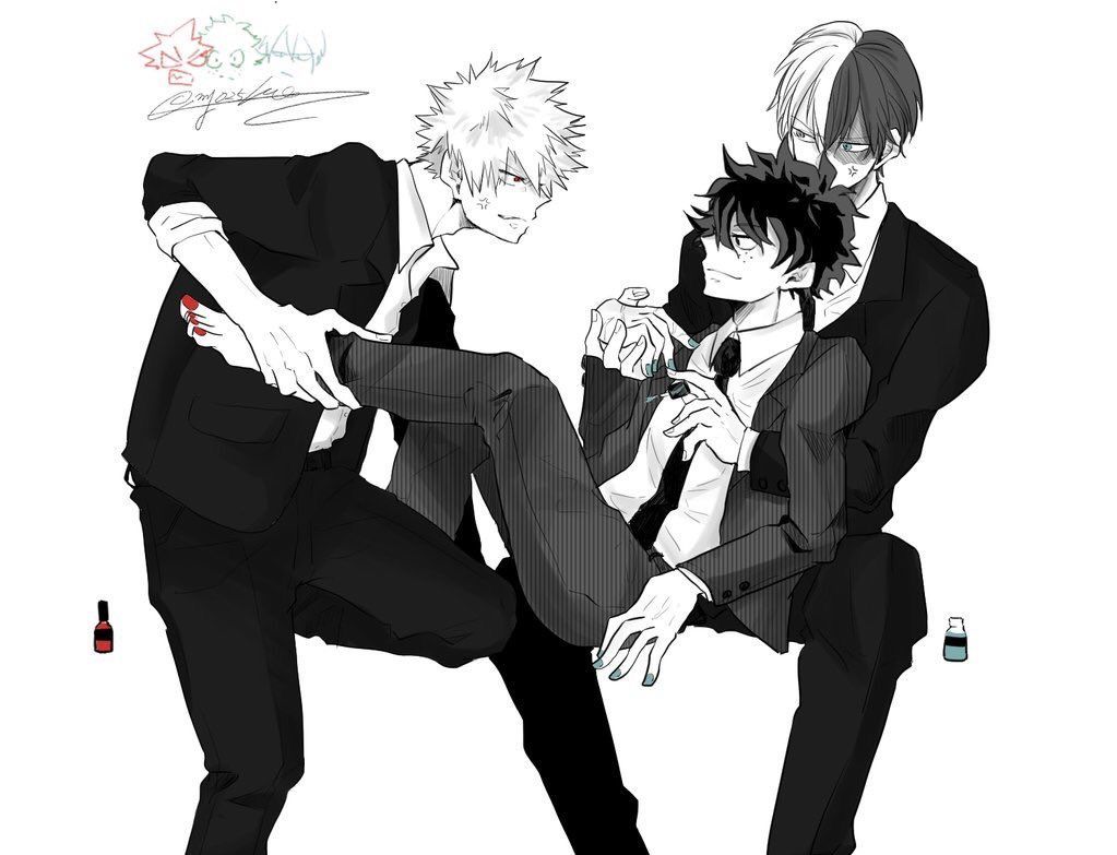Bakugou Katsuki & Midoriya Izuku & Todoroki Shouto. My hero academia manga, My hero academia shouto, My hero academia memes