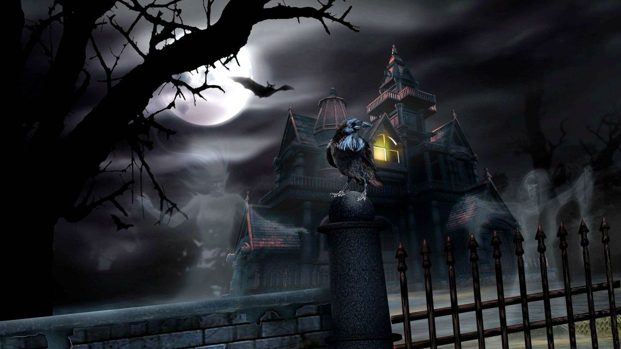 HALLOWEEN dark haunted house spooky wallpaperx1080