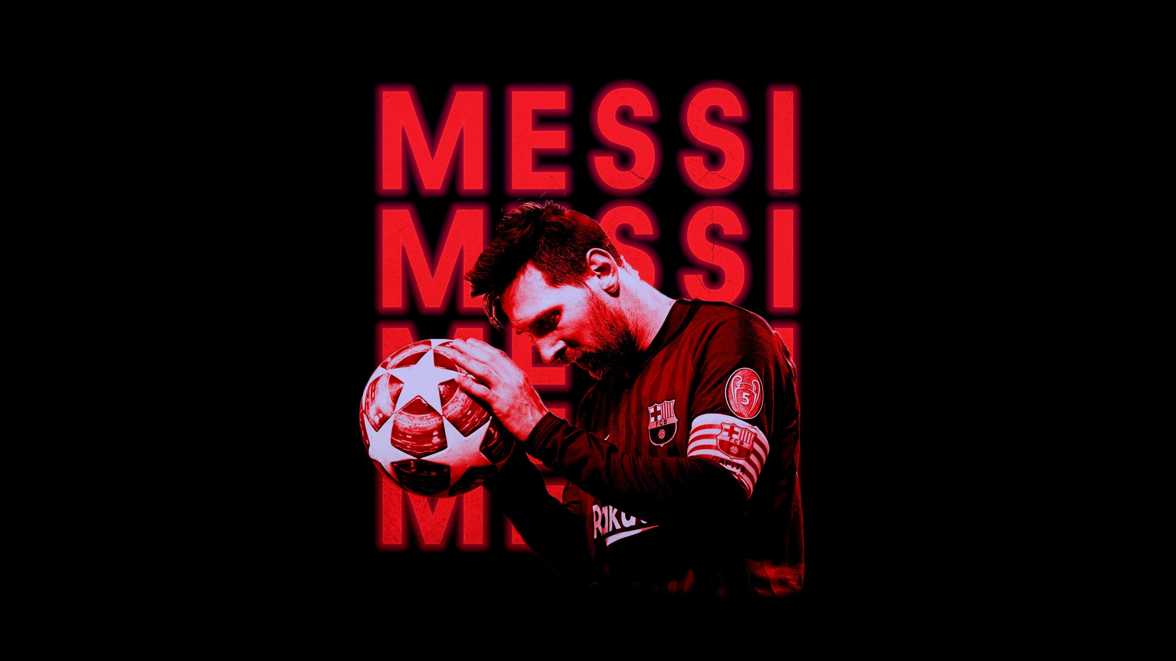 Lionel Messi 4K Wallpaper, Football Player, FC Barcelona, FCB, Argentina, 5K, 8K, Black Dark