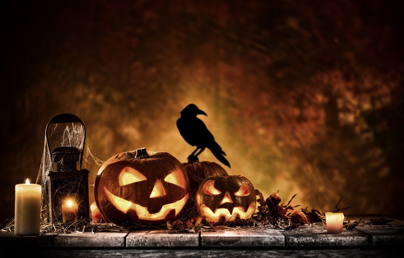 Wallpaper holiday, candles, pumpkin, Halloween image for desktop, section праздники