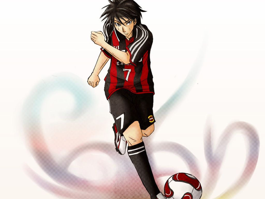 Anime football player in a white outfit with the name isagi written on the  back on Craiyon