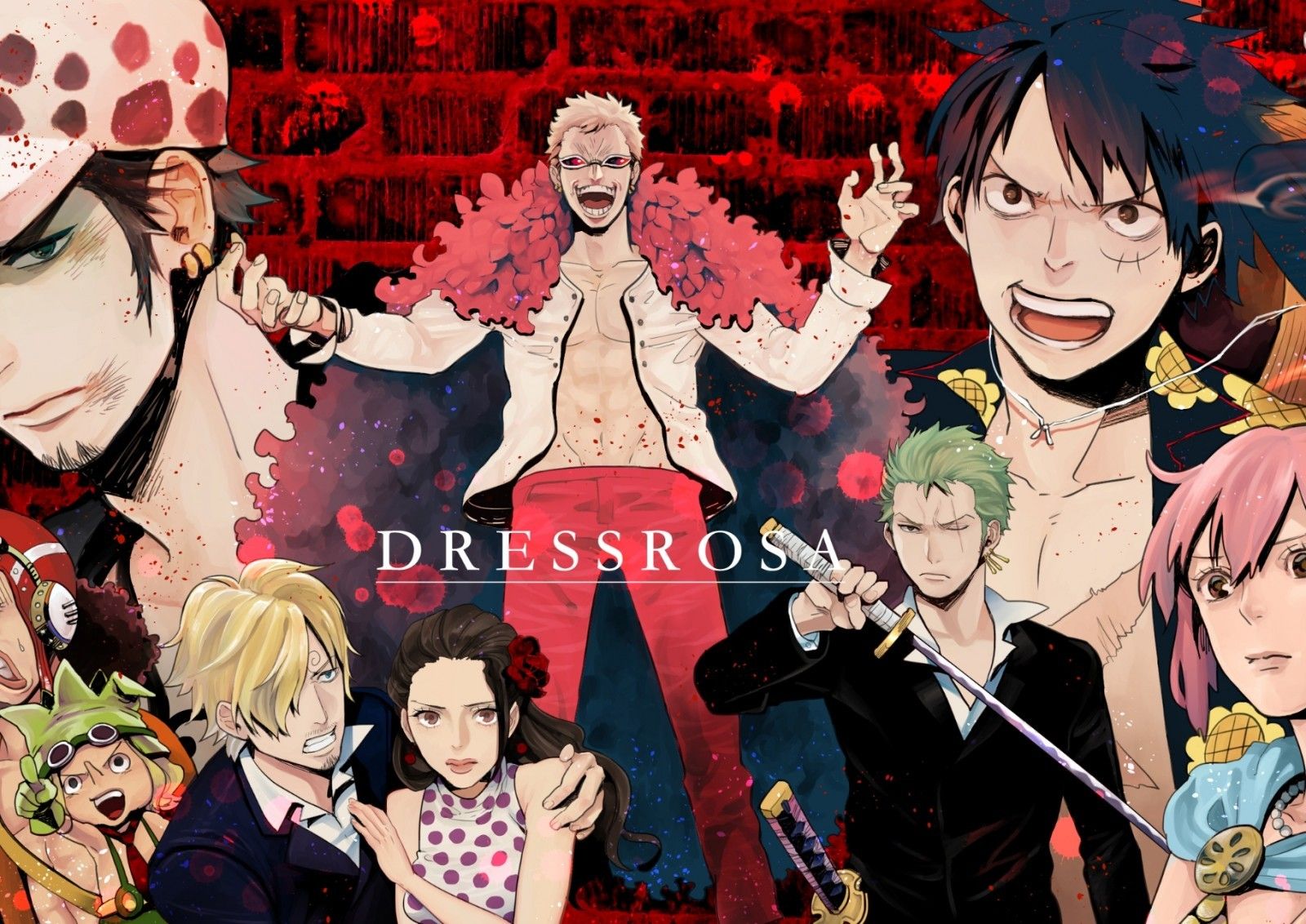 Download 1600x1132 One Piece, Monkey D. Luffy, Donquixote Doflamingo, Bartolomeo, Rebecca, Zoro, Sanji Wallpaper