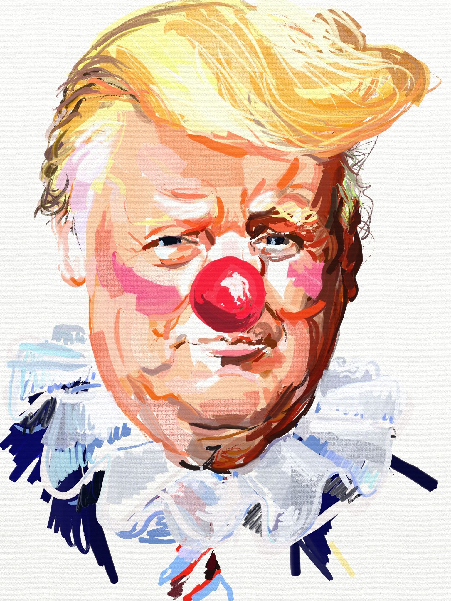 Eric Fischl's IPad Caricatures Of Trump's Ever Changing Circle Style