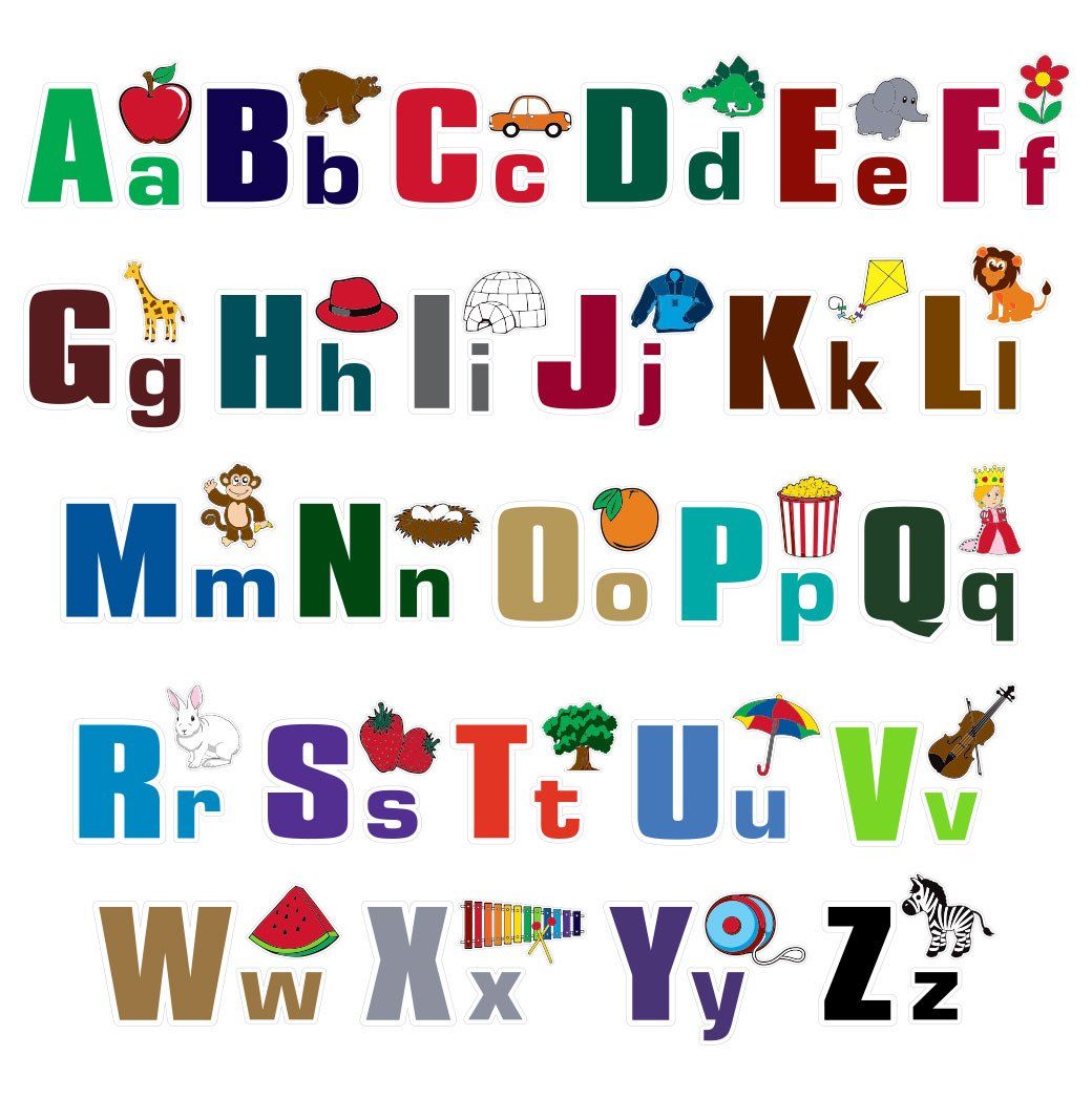 A to Z Wall Stickers Peel and Stick Alphabet ABC Children's Wall Decals Large Wall Stickers Removable Repositionable Kids Bedroom Nursery Playroom Sturdy Vinyl Won't Rip Or Tear: Baby