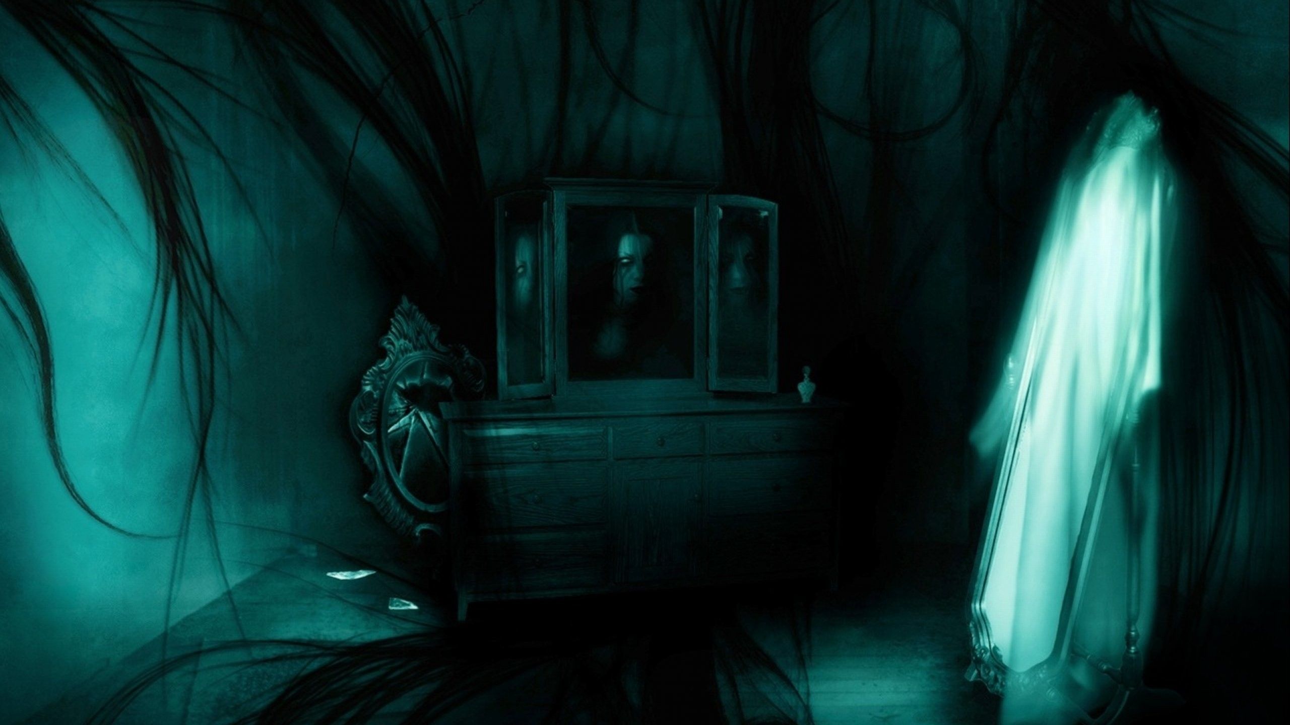 Dark Ghost Fantasy Art Artwork Horror Spooky Creepy Halloween Gothic Wallpaper (2560Ã—1440). Cool Stuff. Creepy Ghost, 3D Wallpaper