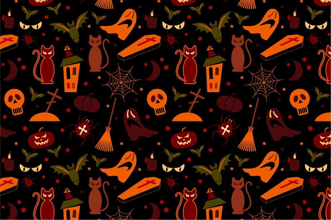 Seamless Halloween Pattern HD Wallpaper