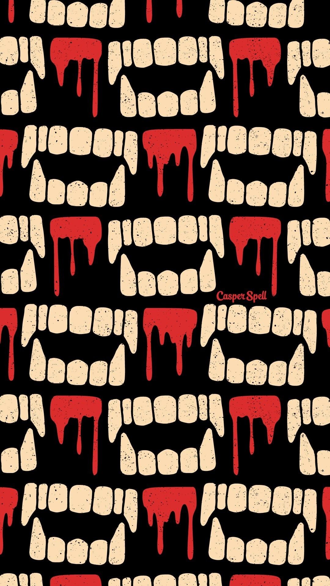 1080x Vampire Teeth Repeat Pattern Wallpaper Halloween Teeth Lockscreen HD Wallpaper