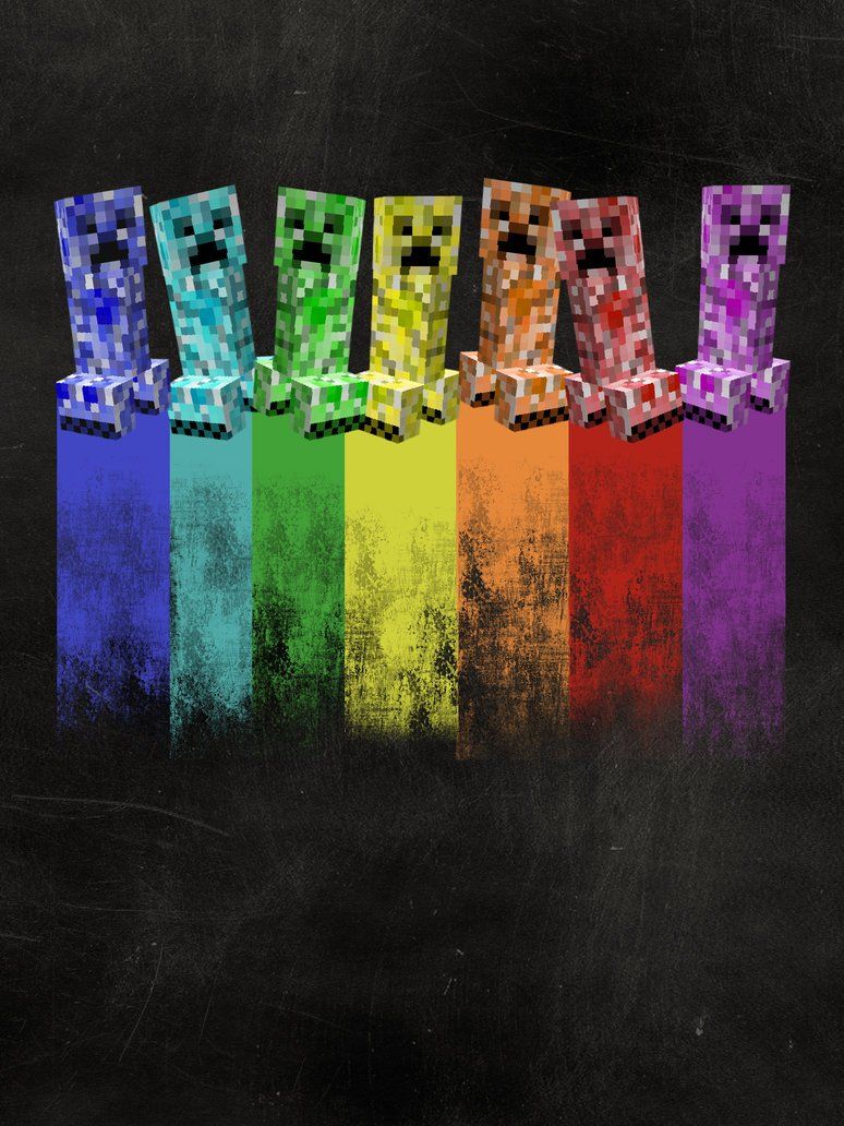 Minecraft Rainbow Creeper Wallpaper