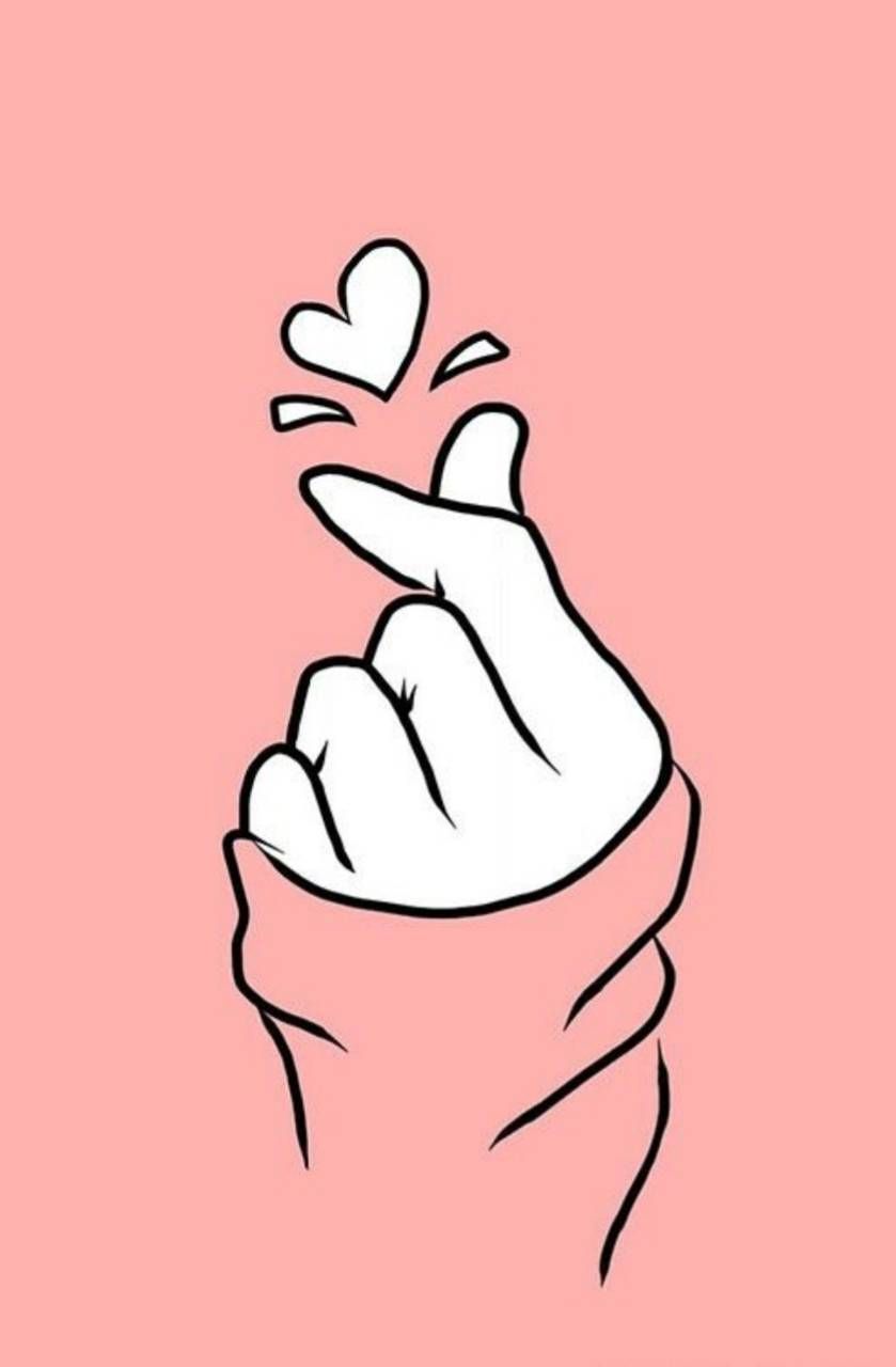 Saranghae Anime And Kpop Cute Korean Finger Heart' Sticker | Spreadshirt