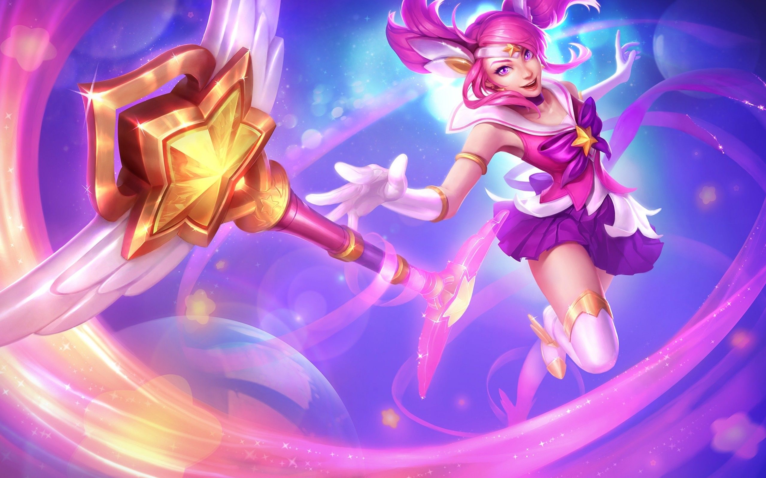 Download 2560x1600 League Of Legends, Lux, Staff, Pink Hair, Lol Wallpaper for MacBook Pro 13 inch