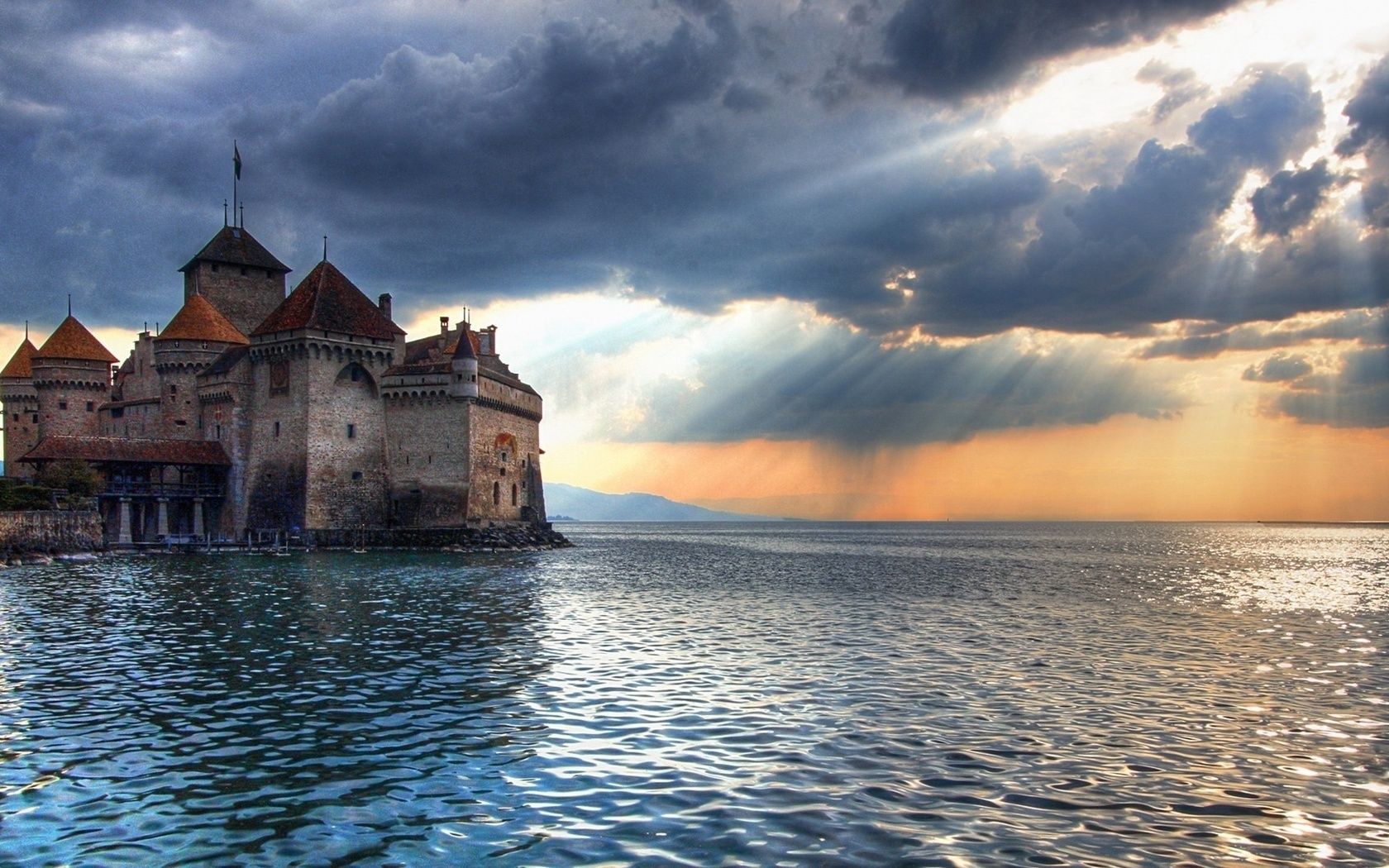 Lake Geneva Castle Switzerland HD Wallpaper
