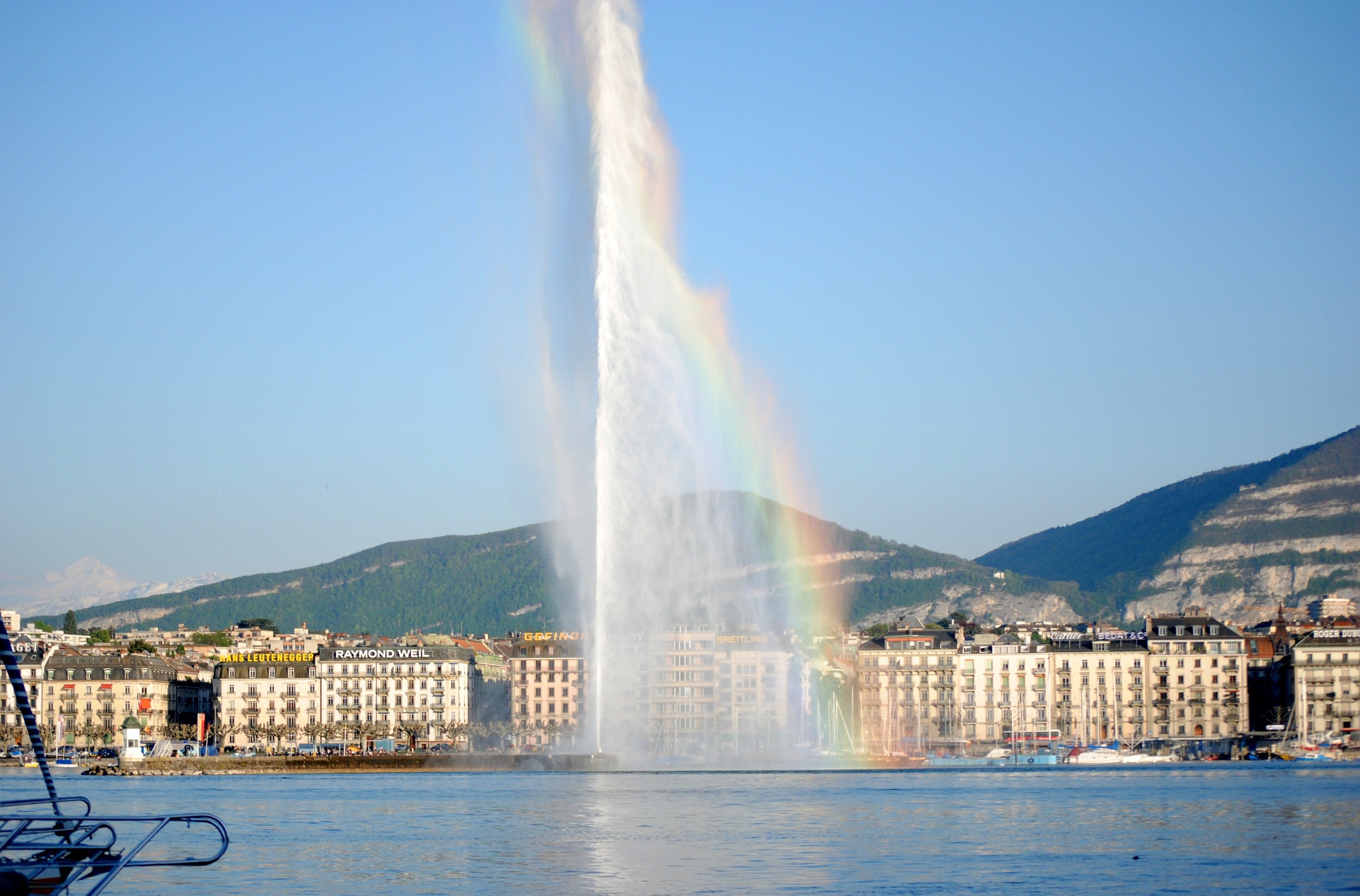 Jet dEau High Fountain in Geneva Switzerland Photo