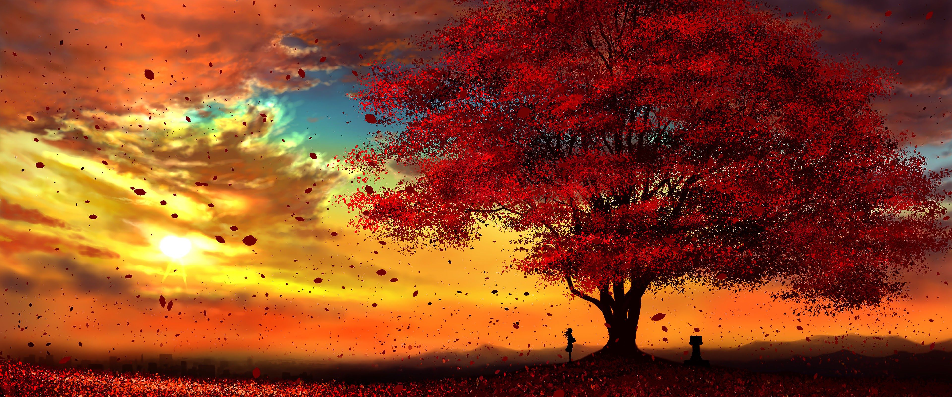 Anime, Autumn, Scenery, Sunset, 4k, 3840x Background Autumn HD Wallpaper