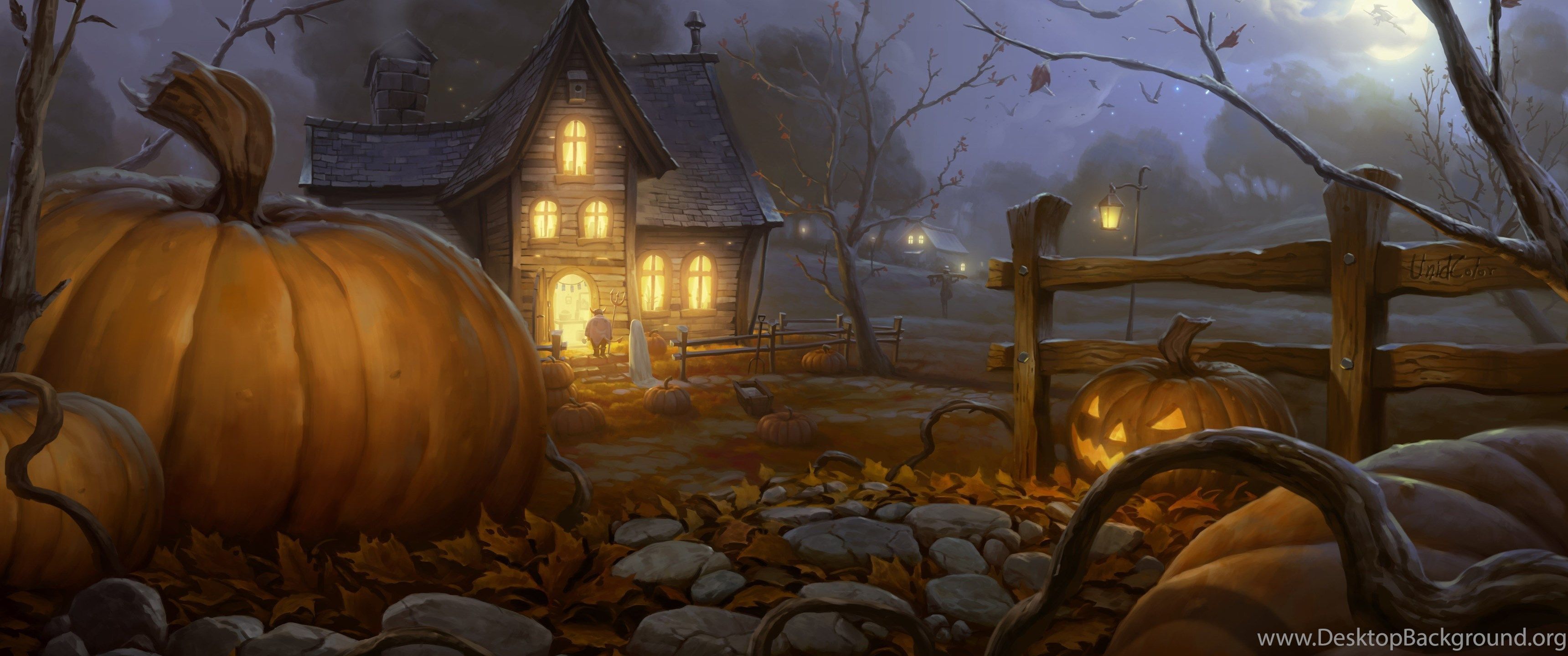 Halloween Pumpkins And Scary Night HD Wallpaper Desktop Background