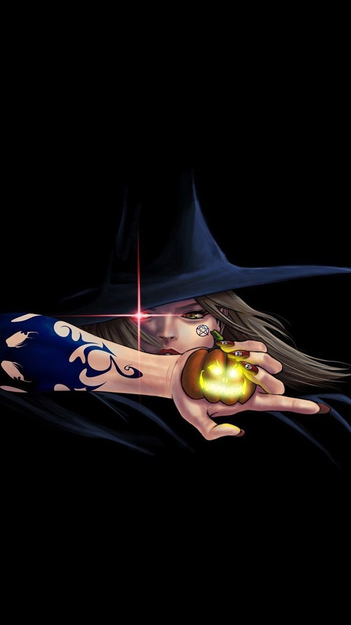 Downaload Halloween, witch, minimal, art wallpaper for screen 720x1280, Samsung Galaxy mini S3, S5, Neo, Alpha, Sony Xperia Compact Z1,. Art wallpaper, Witch, Art