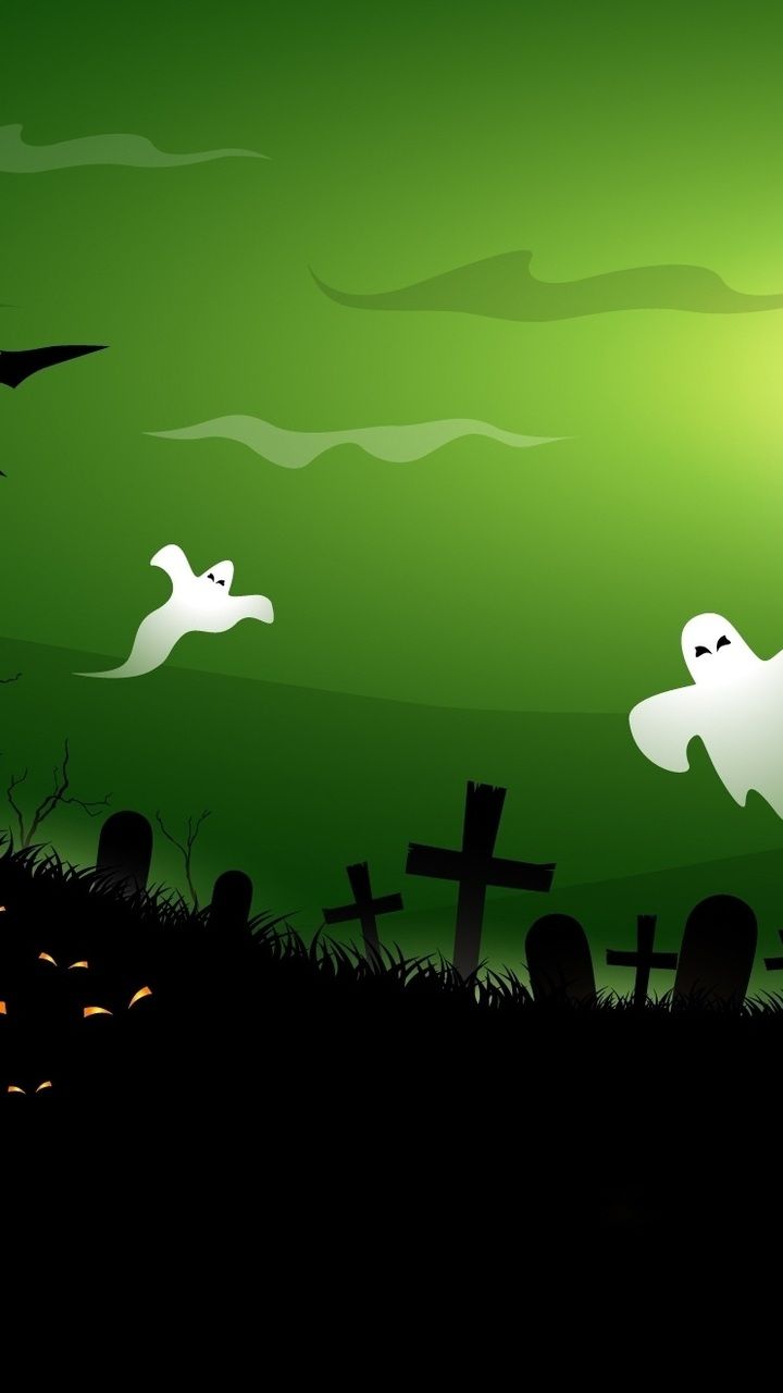 scary, midnight, horror, halloween, pumpkins, full moon, ghosts, bats, graveyard, creepy desktop wallpaper 15720
