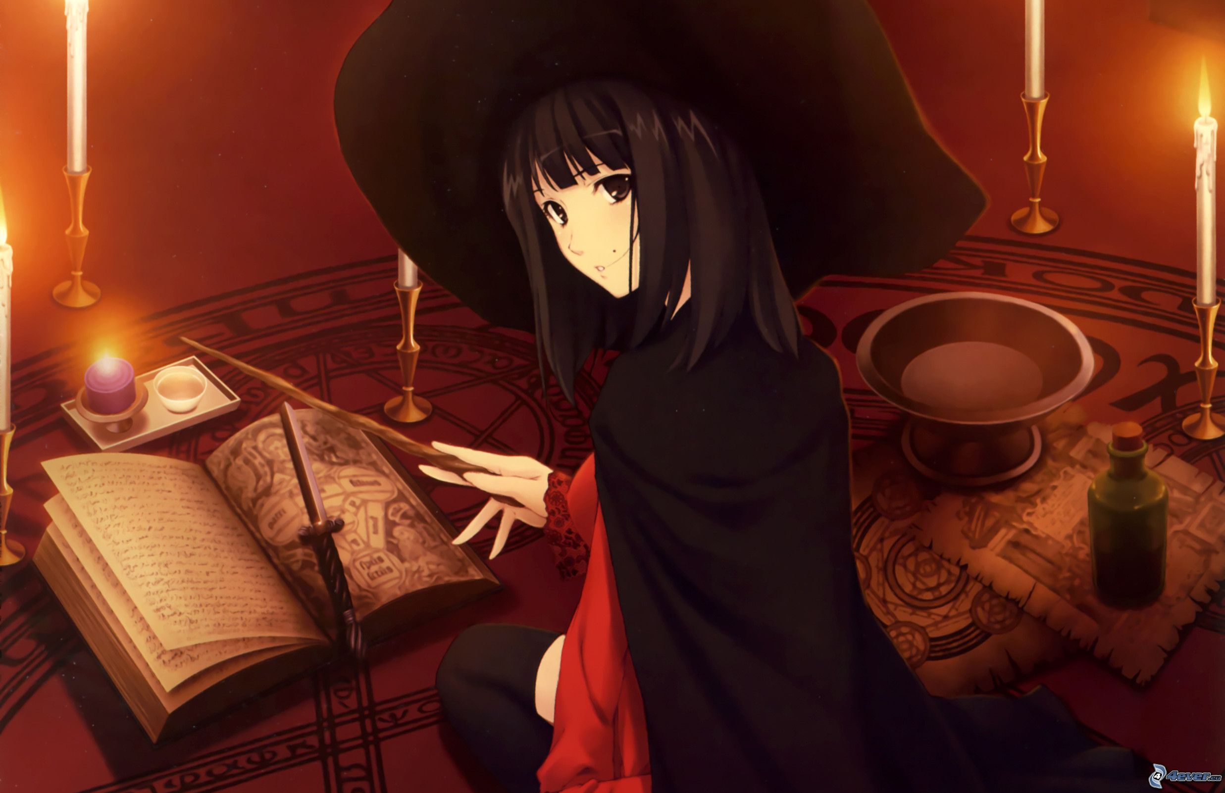 Anime Girl Witch Book Wallpaper & Background Download