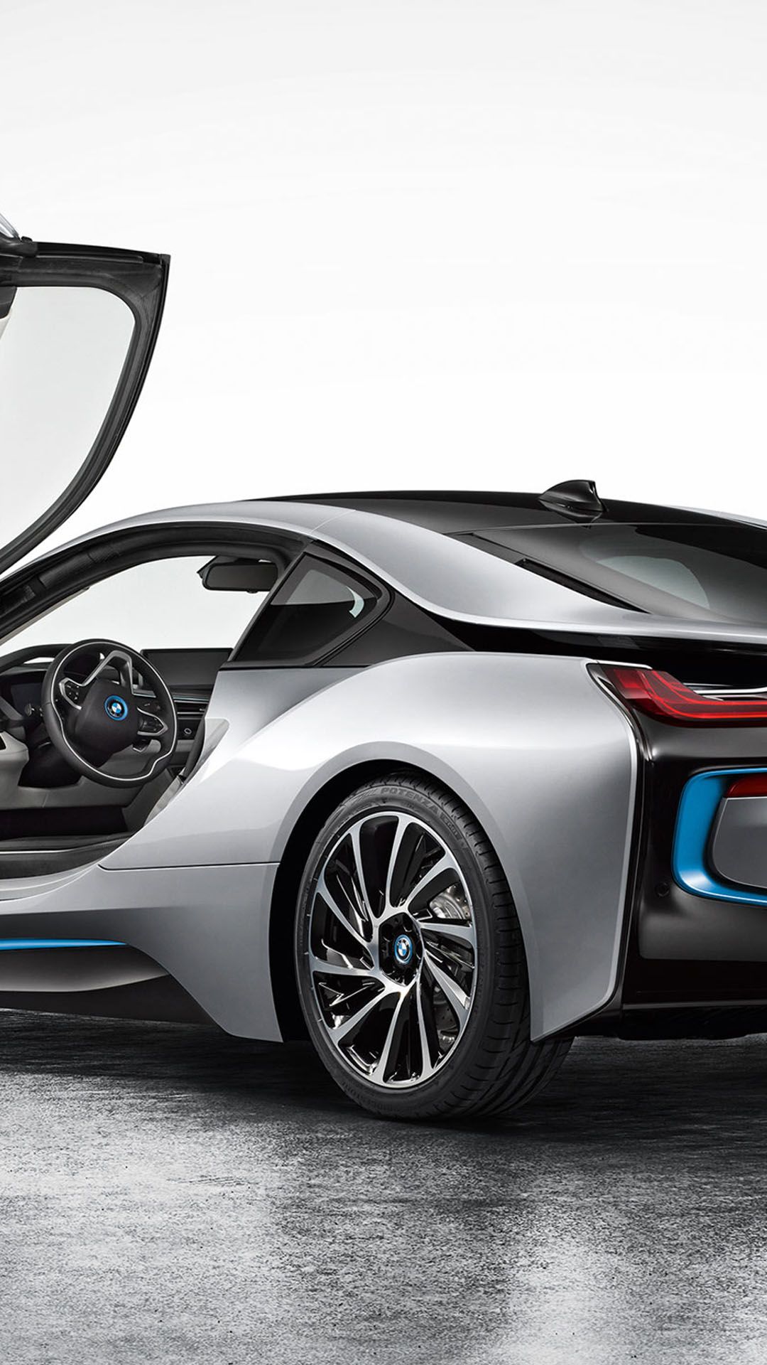 BMW I8 Back Silver Android Wallpaper free download