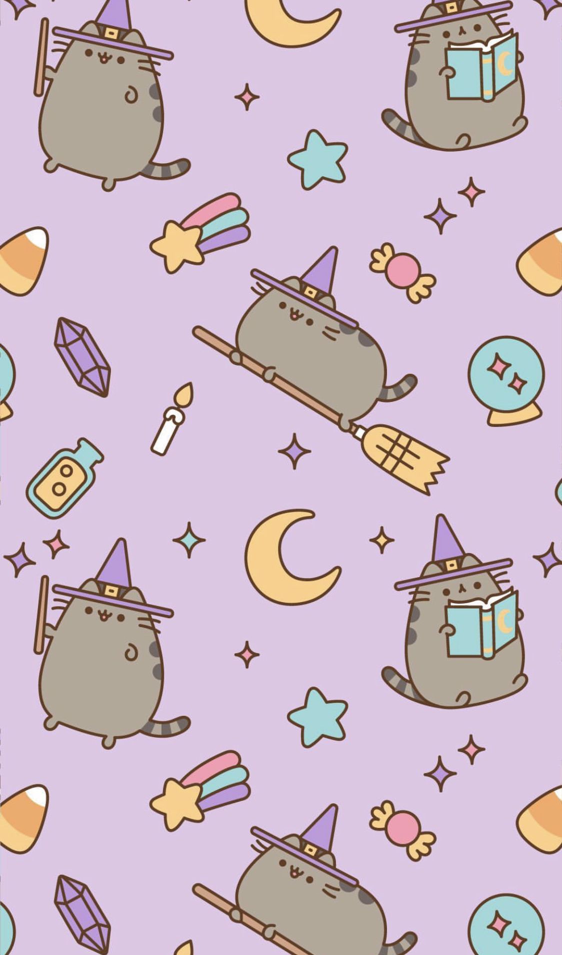 pusheen halloween witch wallpaper ♡. Mèo ú pusheen, Động vật, Mèo