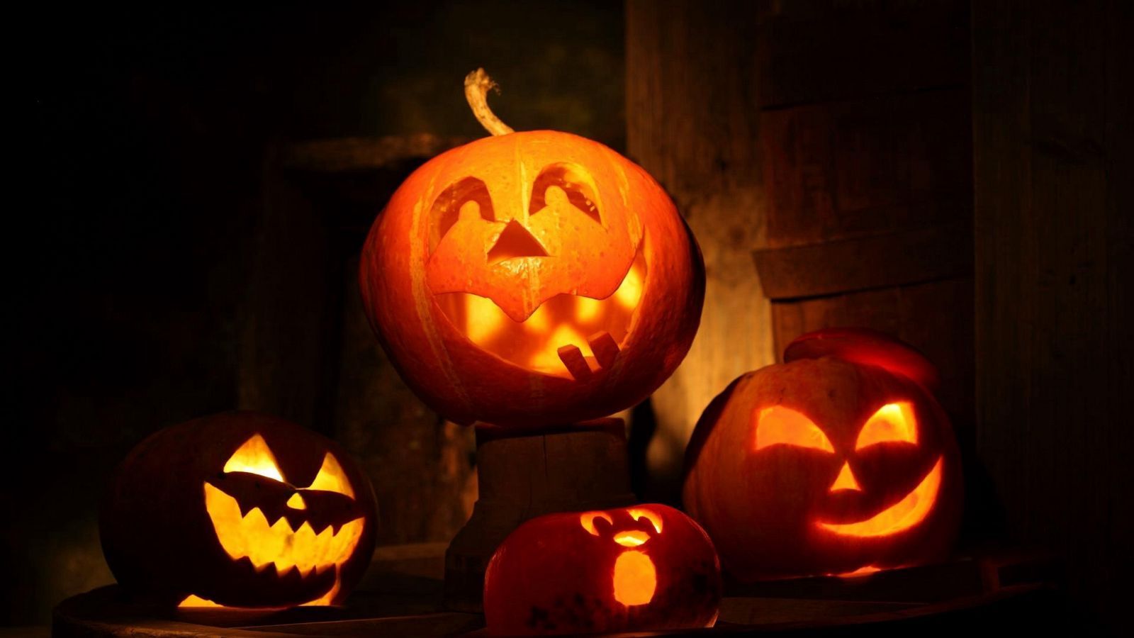 Download wallpaper 1600x900 halloween, holiday, pumpkin, fear, night widescreen 16:9 HD background