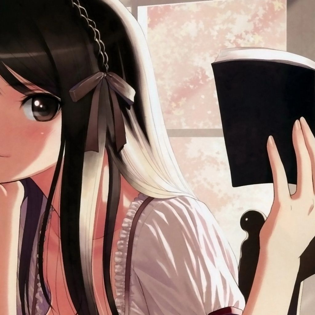Megane anime girl, black hair, computer, room, Anime, HD wallpaper
