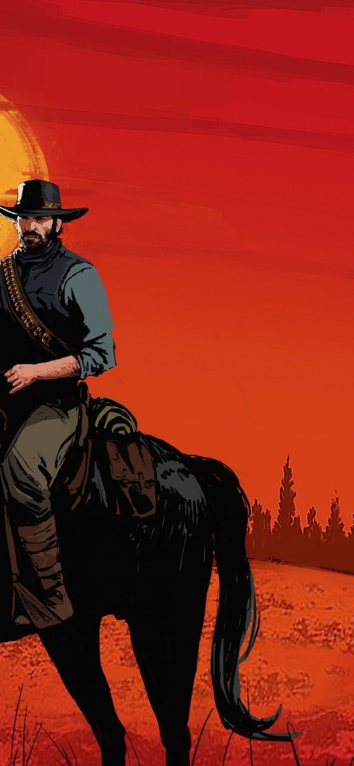 Download 1125x2436 Red Dead Redemption Artwork, Horses, Rdr2 Wallpaper for iPhone X