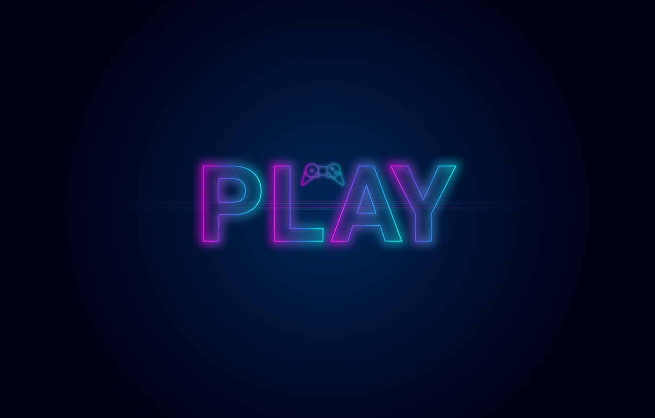 Wallpaper game, control, neon, player, arcade, video game, game console, Play, game logo, neon light image for desktop, section игры