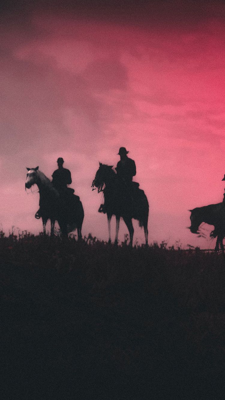 Download Cowboys, silhouette, Red Dead Redemption game, 2019 wallpaper, 750x iphone iPhone 8