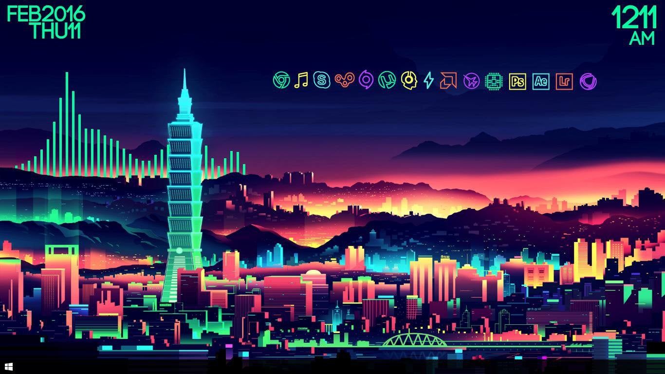 My Desktop Using The Neon City That Is Top Of R Wallpaper