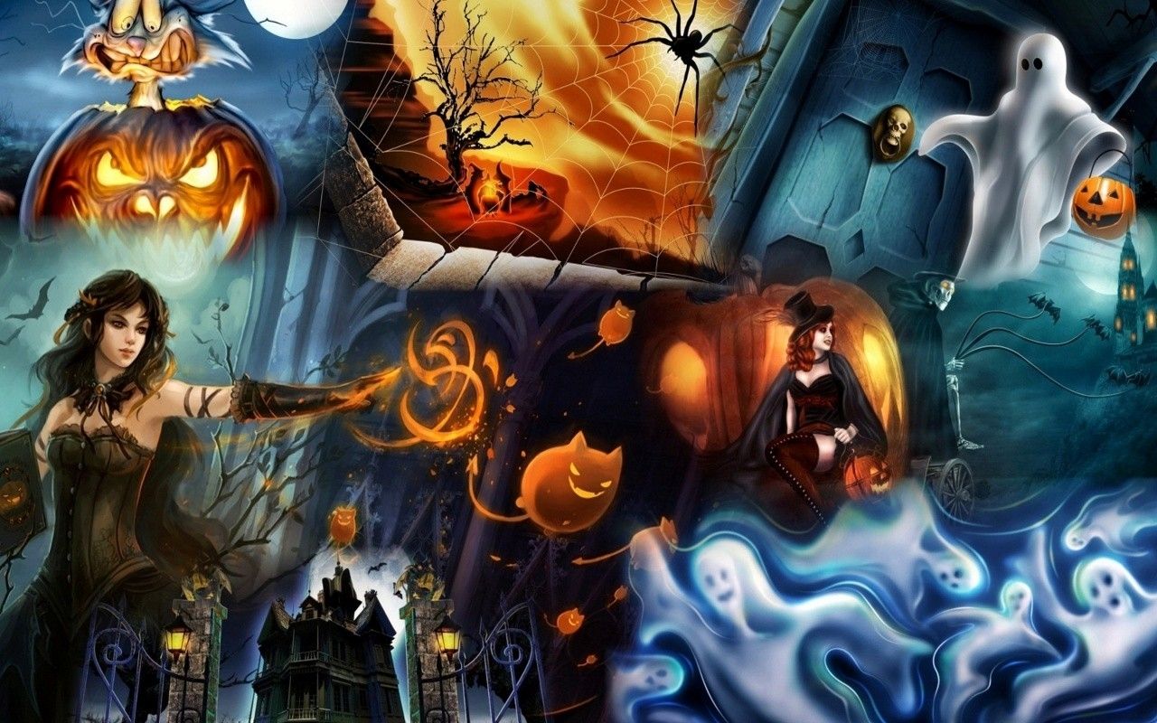 Download 1280x800 Halloween collage Wallpaper