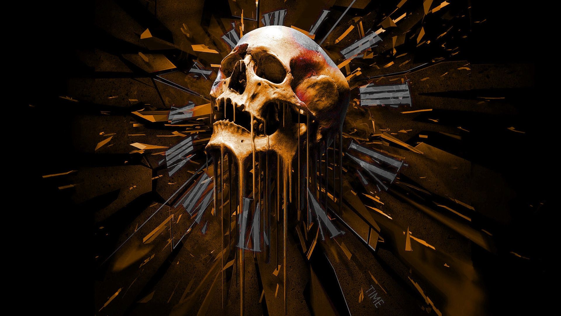 Dark skull time art artistic death detail evil creepy spooky halloween face eyes wallpaperx1080