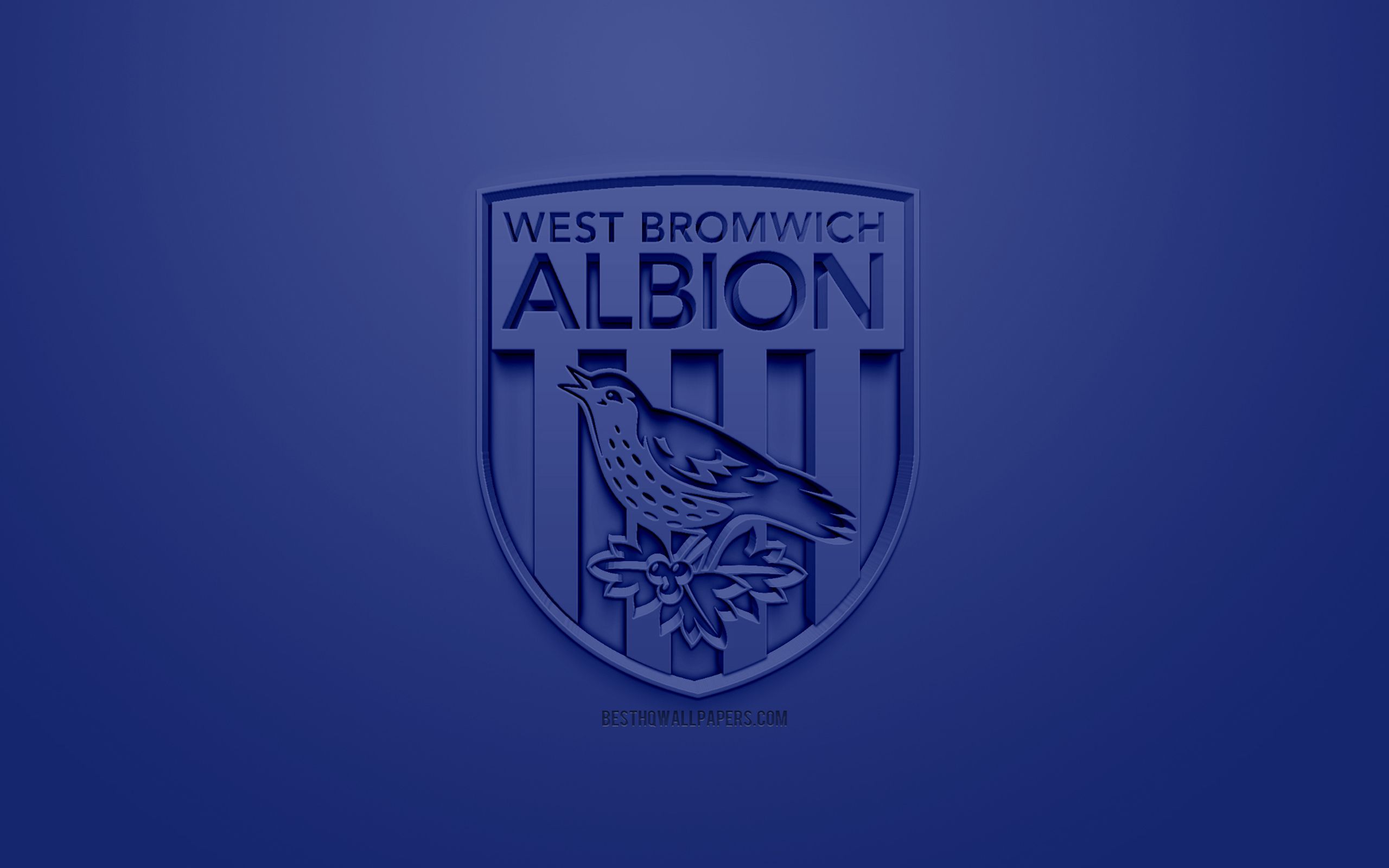 Download wallpaper West Bromwich Albion FC, creative 3D logo, blue background, 3D emblem, English football club, EFL Championship, West Bromwich, England, United Kingdom, English Football League Championship, 3D art, football, 3D logo