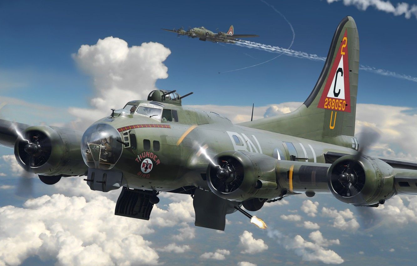 Wallpaper The Plane, Art, USA, Fortress, Bomber, American, Boeing, BBC, Heavy, The Crew, B WW2., Four Engine, Flying Fortress, Metal, Flying Image For Desktop, Section авиация