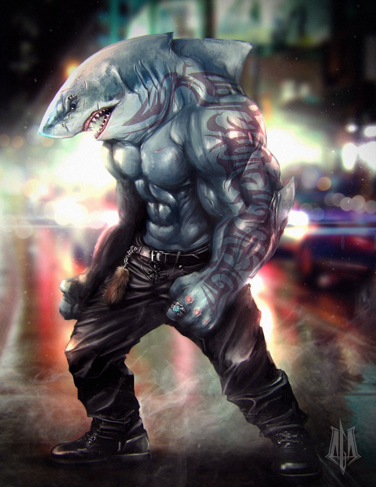 This is the Flash villain King Shark from the cw tv show. Shark art, King shark, Fantasy monster