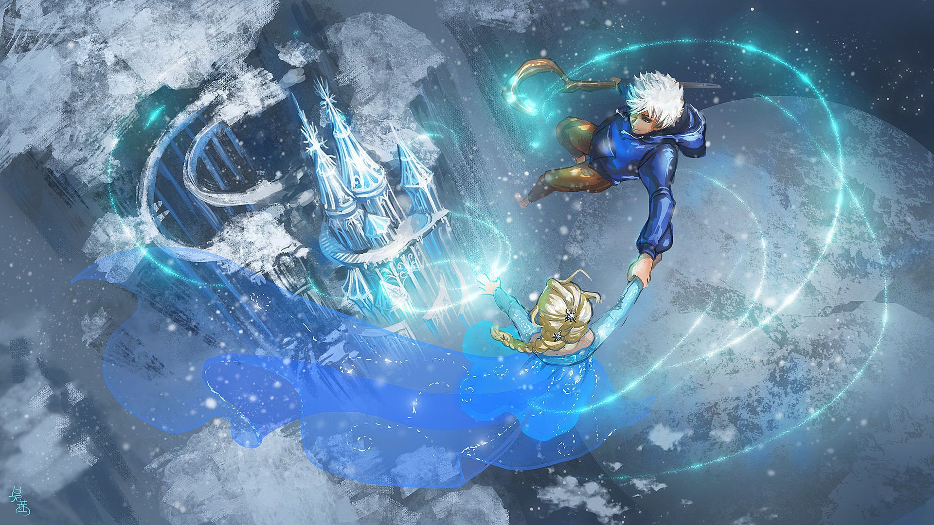 Elsa Frozen Frozen Movie Jack Frost Rise Of The Guardians Wallpaper:1920x1080