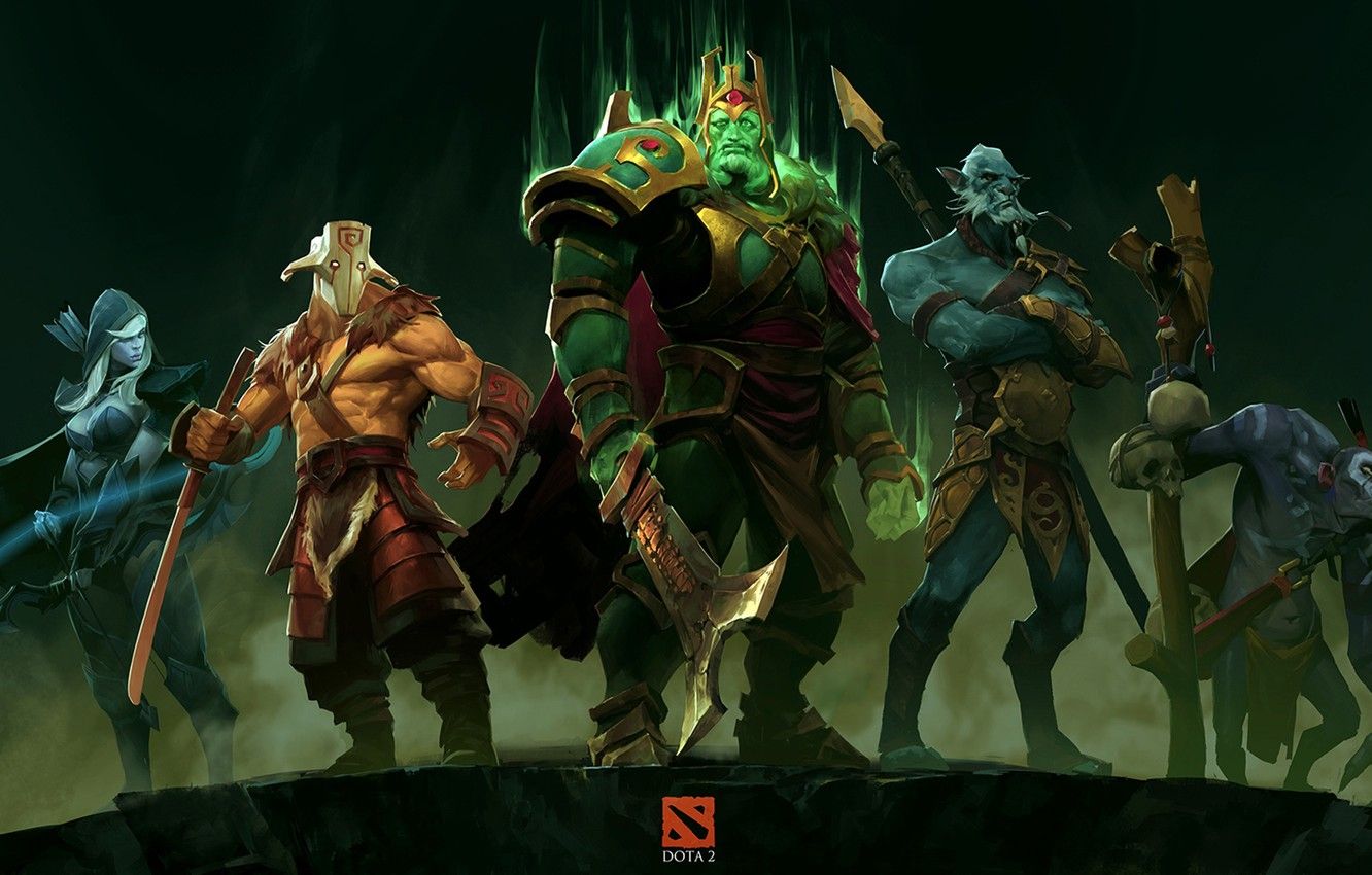 Wallpaper dota 2, Drow Ranger, Sven, Phantom Lancer, Wraith King image for desktop, section игры