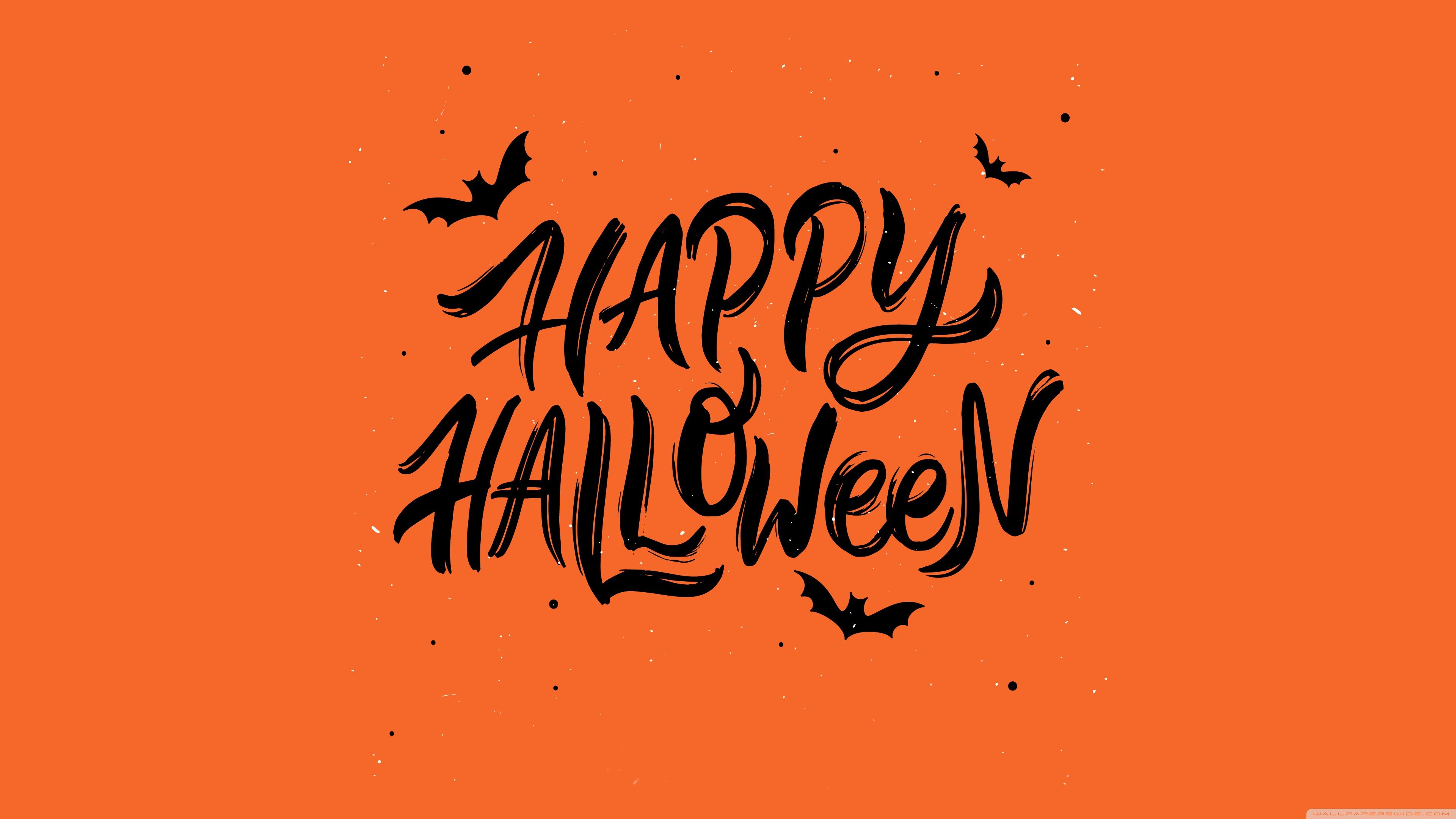 Download Happy Halloween Orange Background UltraHD Wallpaper
